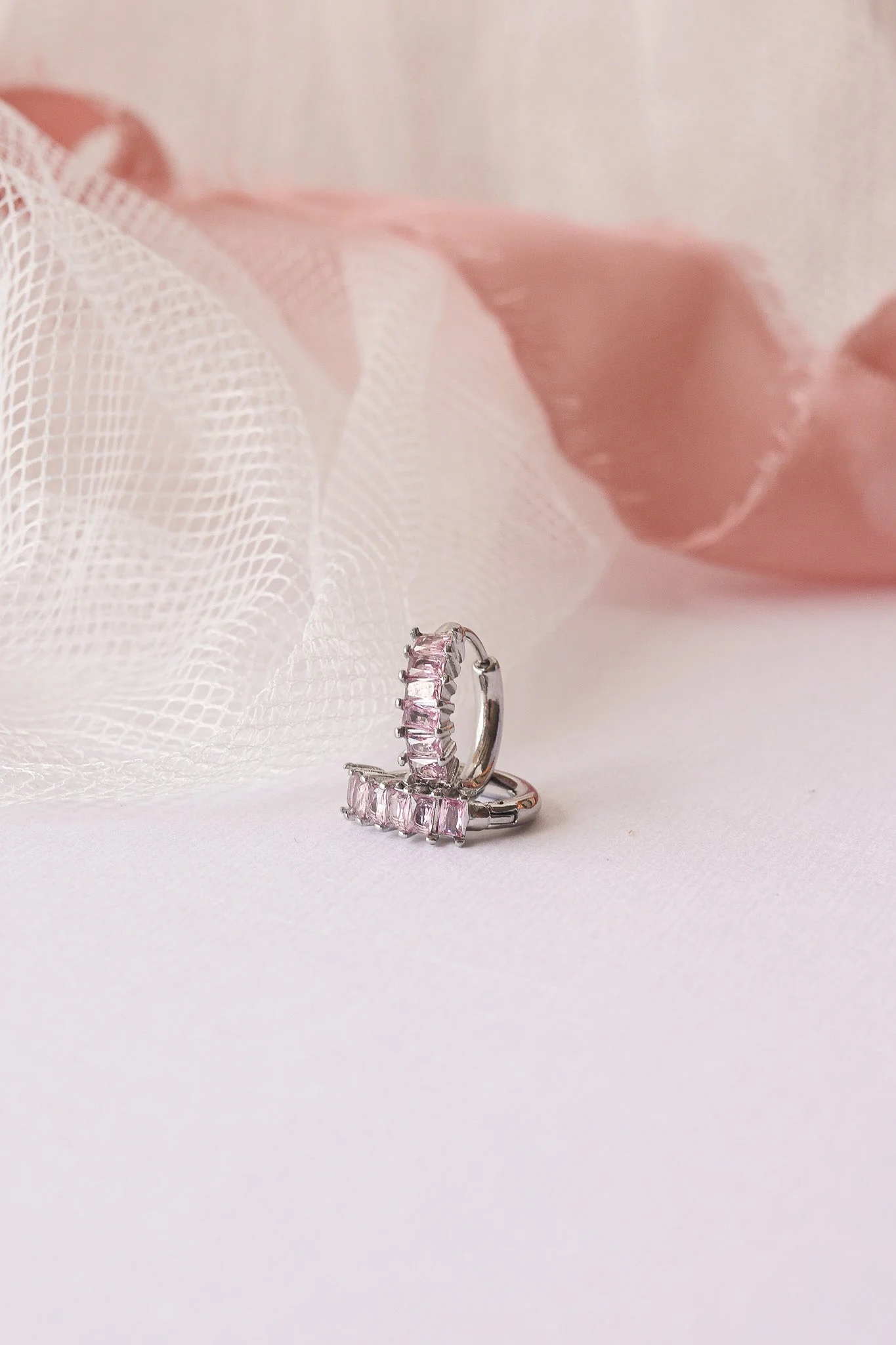 Crystal Hoop Earring in Pink - Image 11