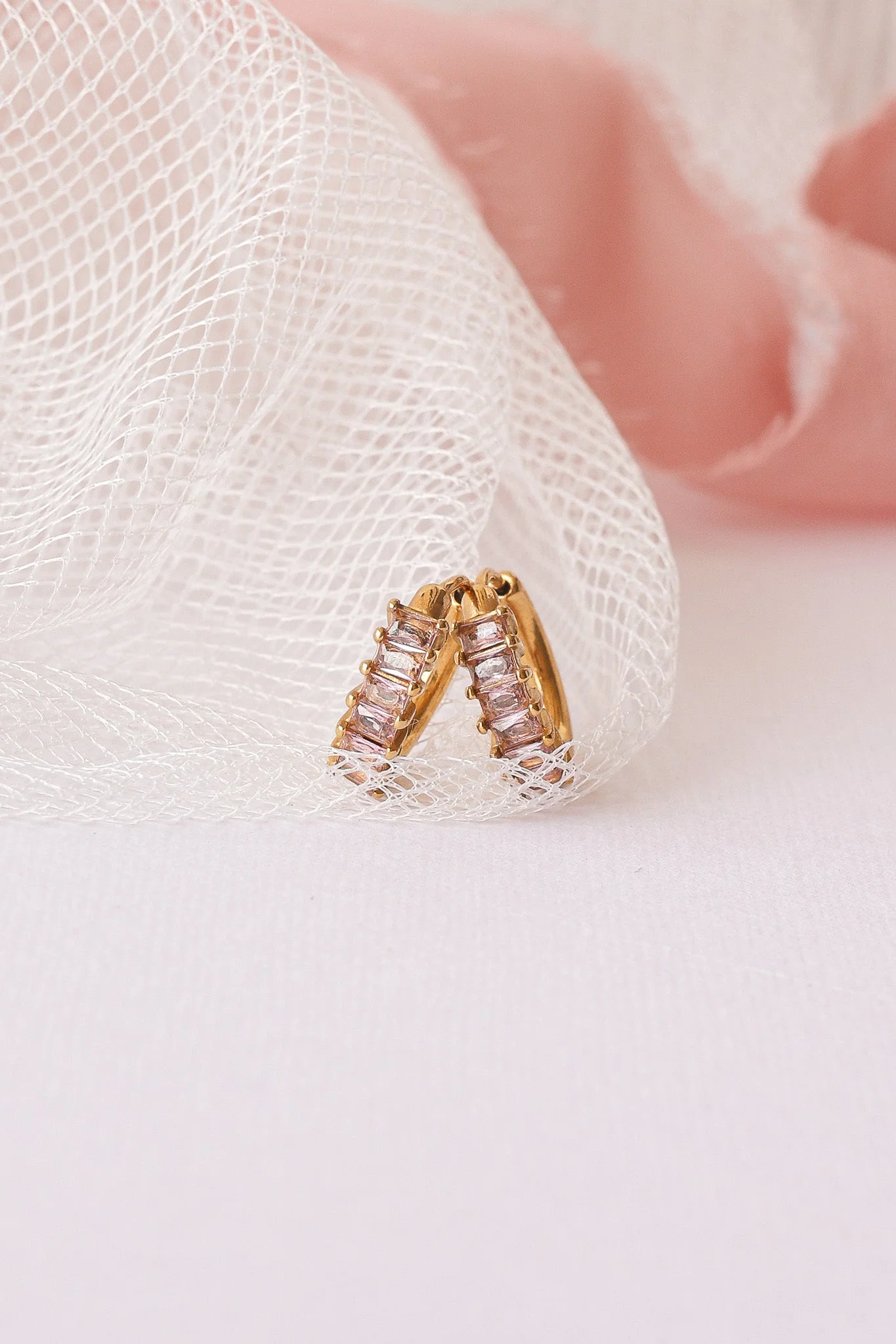 Crystal Hoop Earring in Pink - Image 2