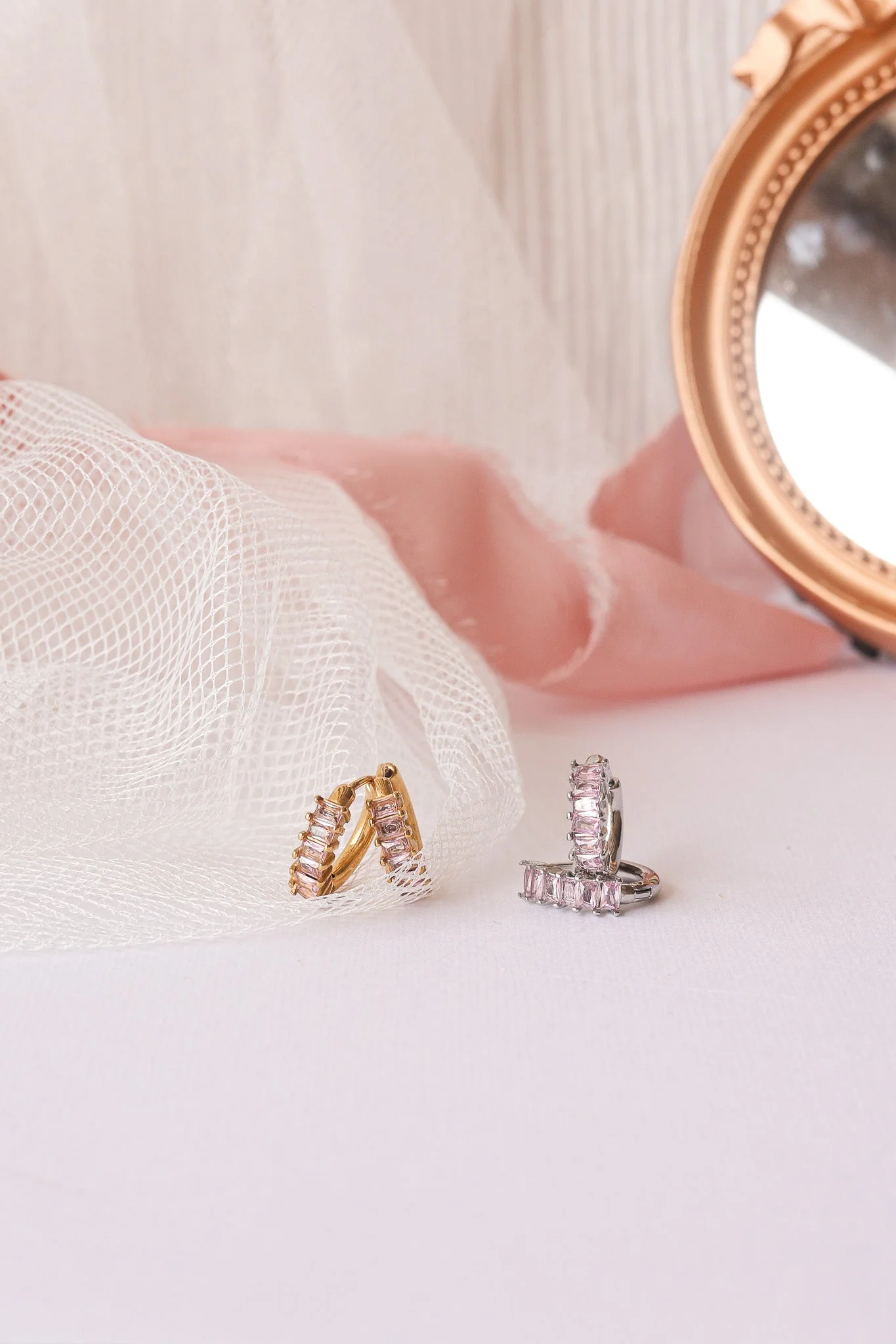 Crystal Hoop Earring in Pink - Image 6