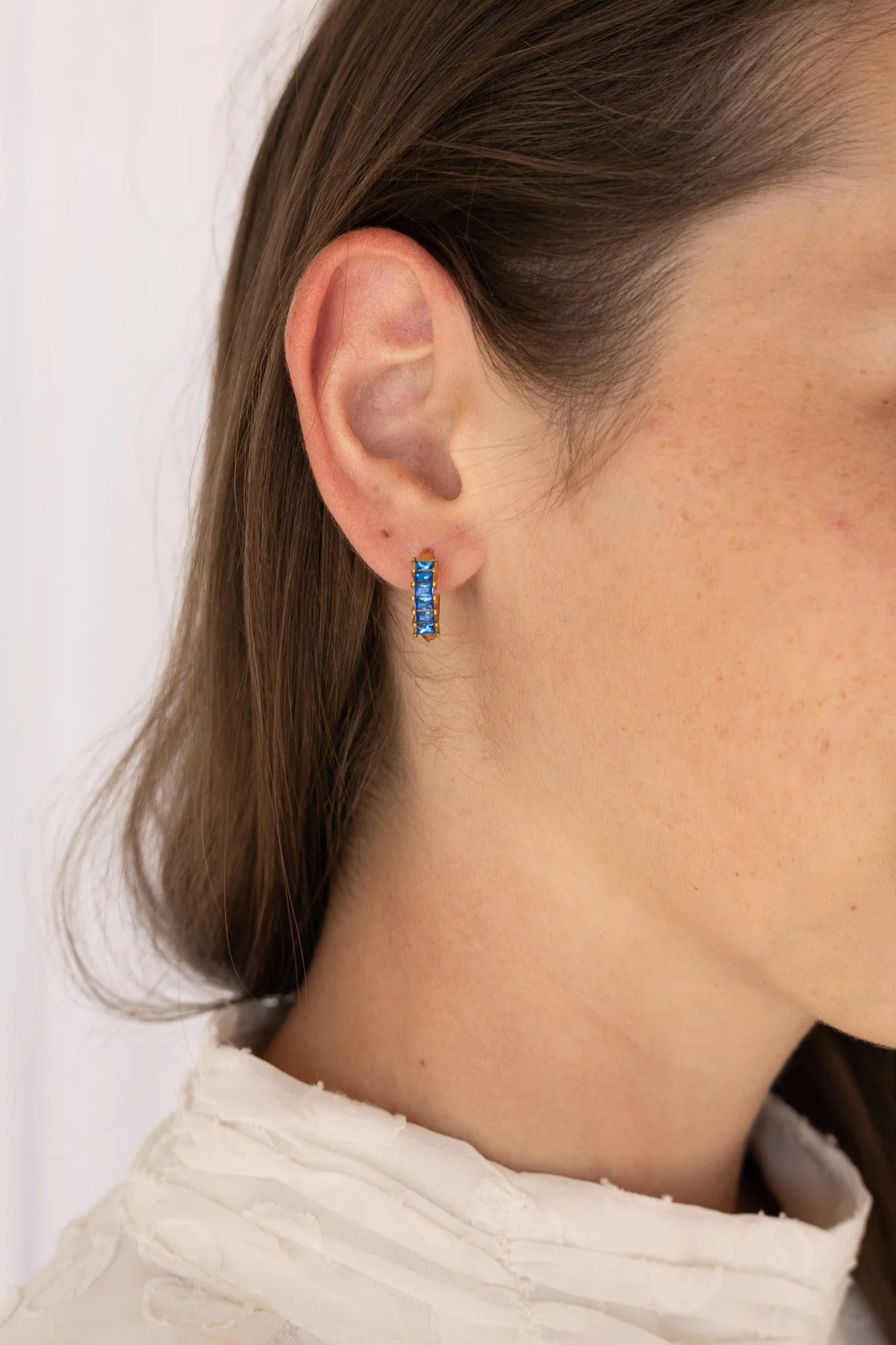 Diamond Hoop Earring in Blue - Image 15