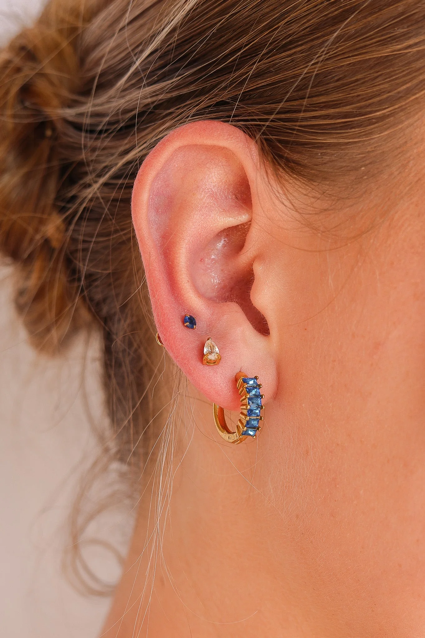 Diamond Hoop Earring in Blue - Image 2