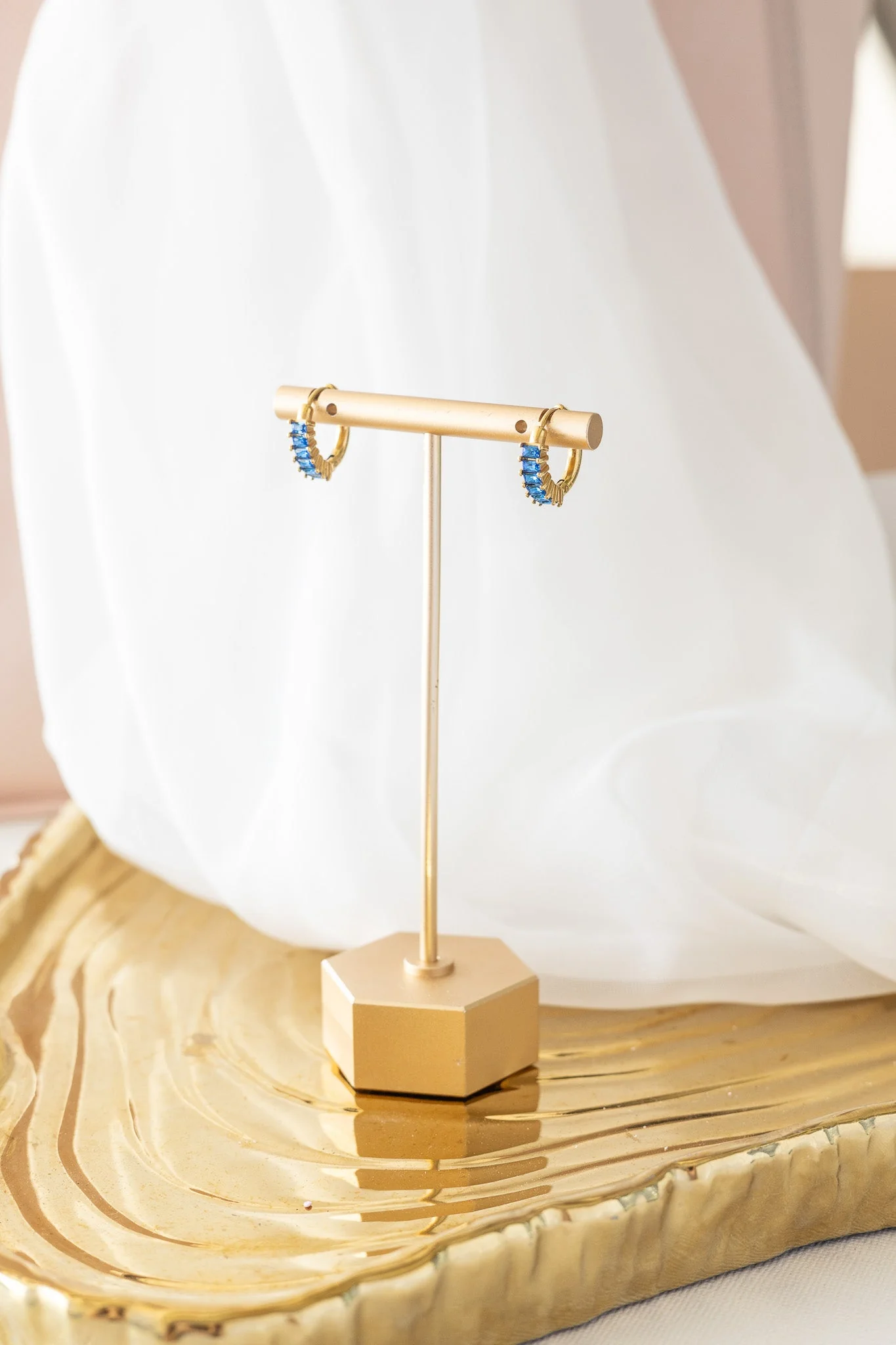 Diamond Hoop Earring in Blue - Image 7