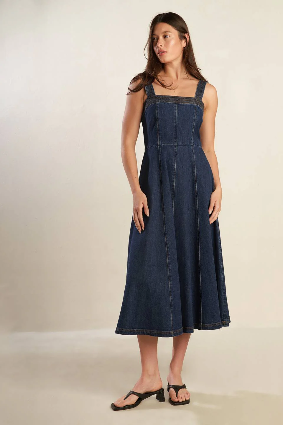 DOMINIQUE DARK DENIM MIDI DRESS - Image 2
