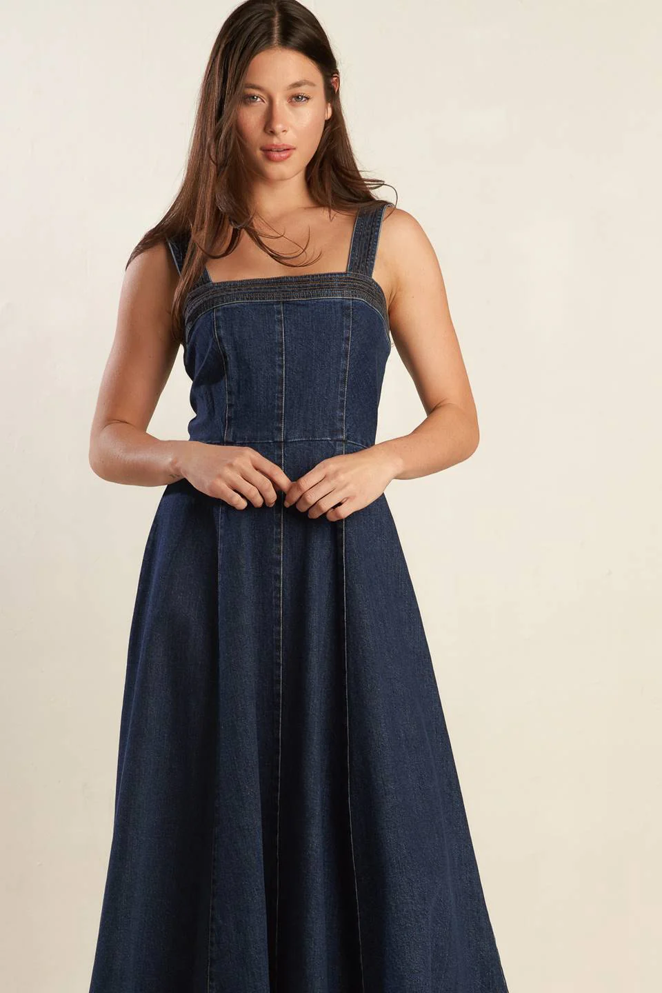 DOMINIQUE DARK DENIM MIDI DRESS - Image 4