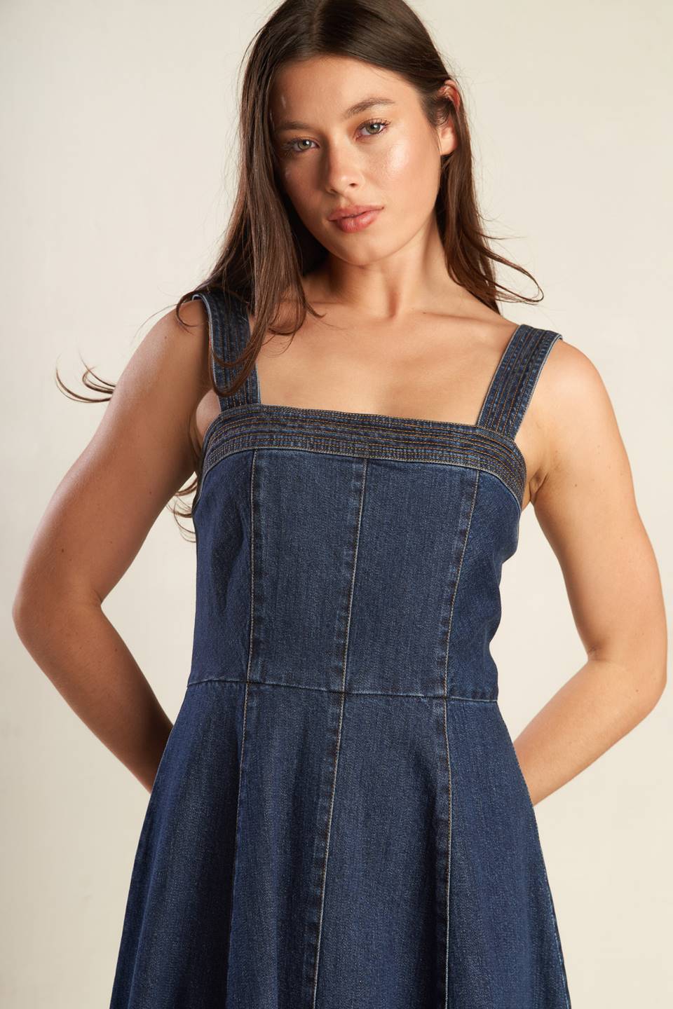 DOMINIQUE DARK DENIM MIDI DRESS - Image 6