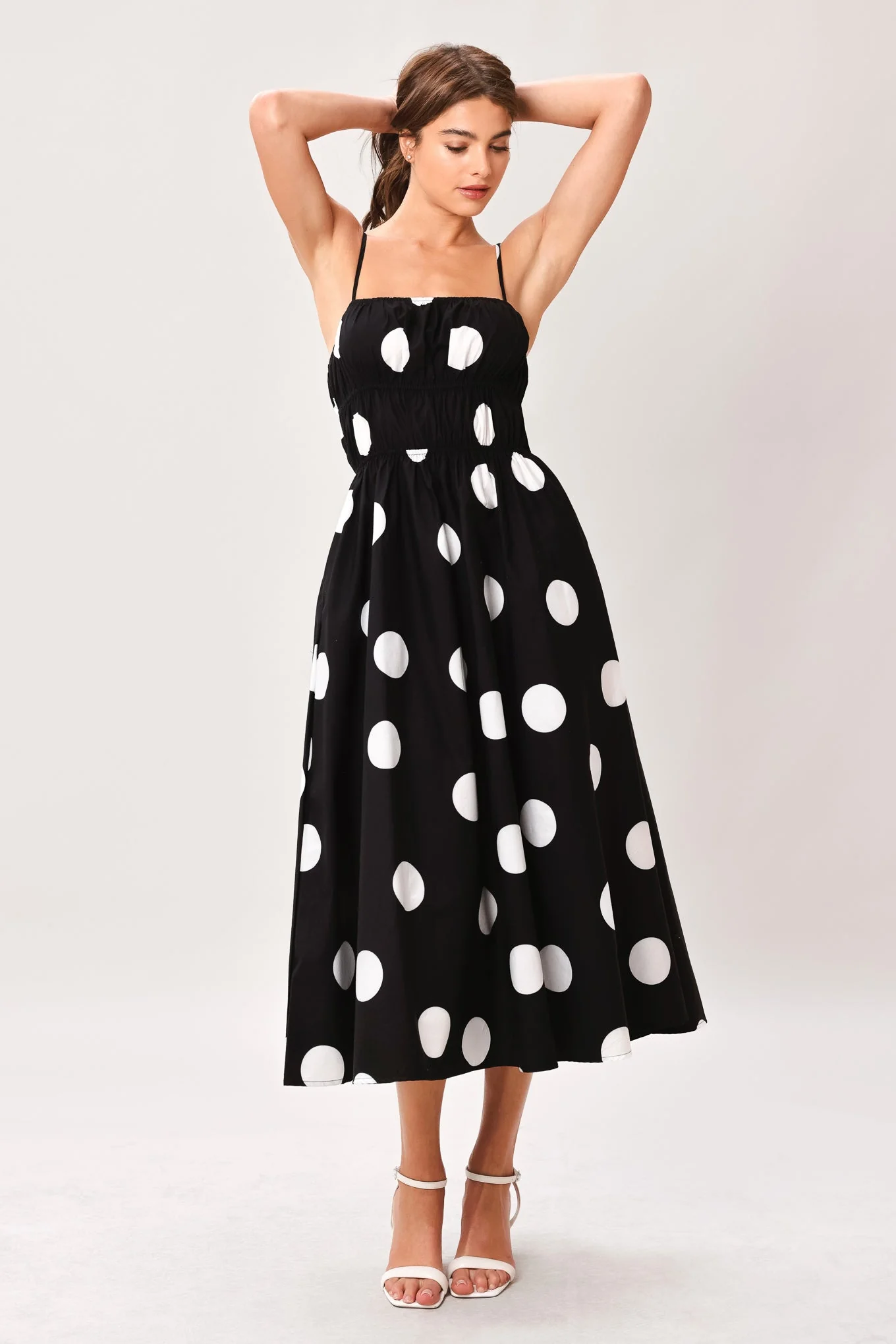 DOT THEORY BLACK & WHITE MIDI DRESS
