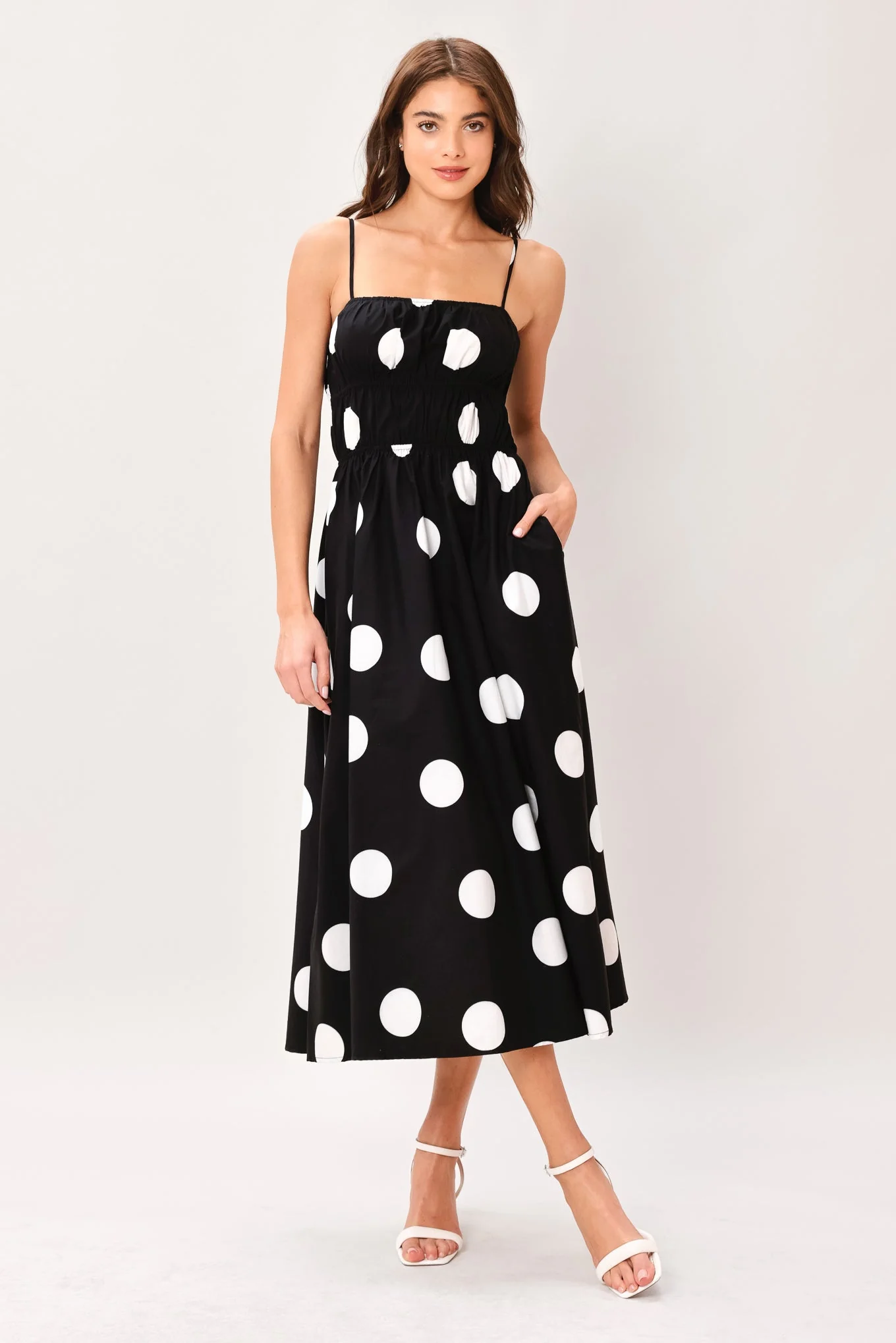 DOT THEORY BLACK & WHITE MIDI DRESS - Image 3