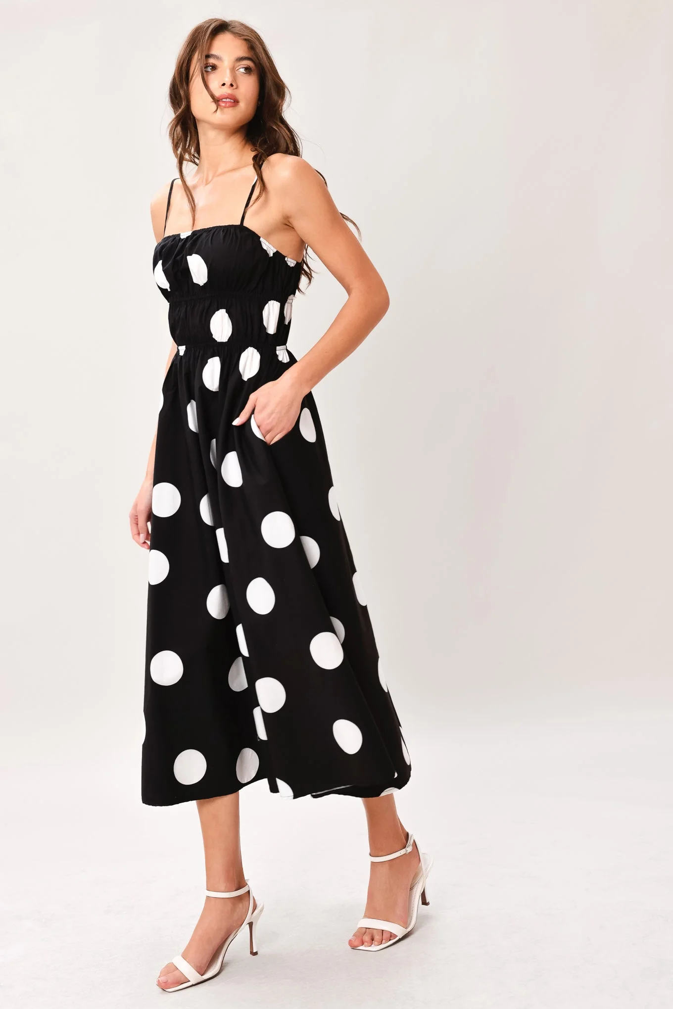 DOT THEORY BLACK & WHITE MIDI DRESS - Image 5