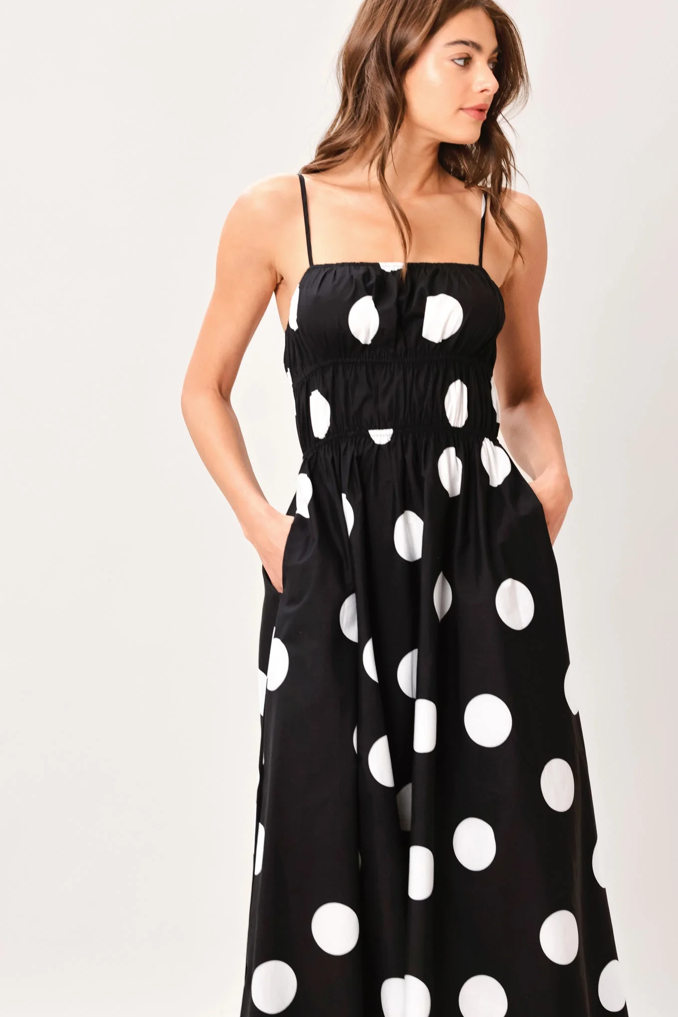 DOT THEORY BLACK & WHITE MIDI DRESS - Image 6