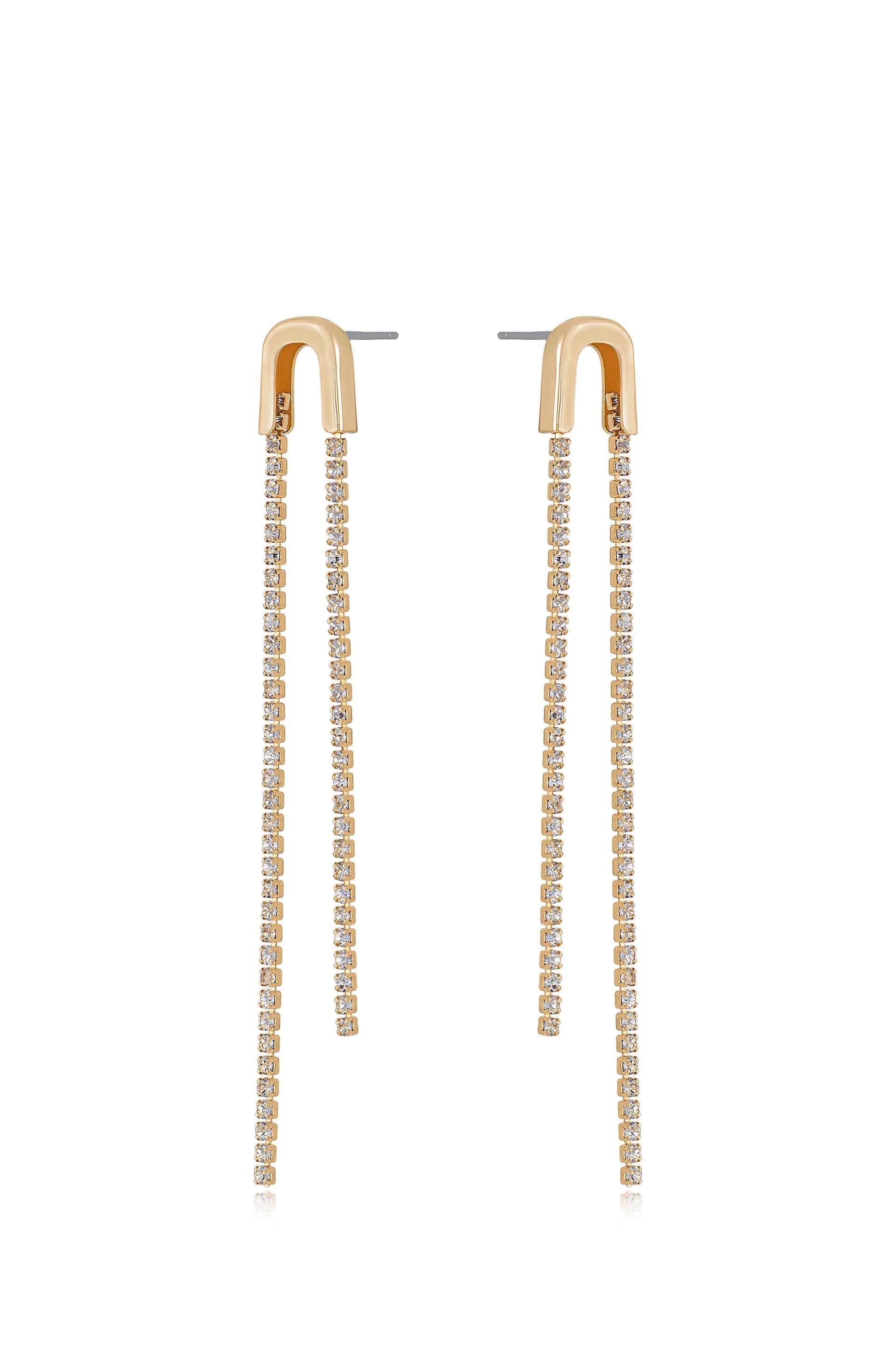 Double Crystal Chain Drop Earrings - Image 3