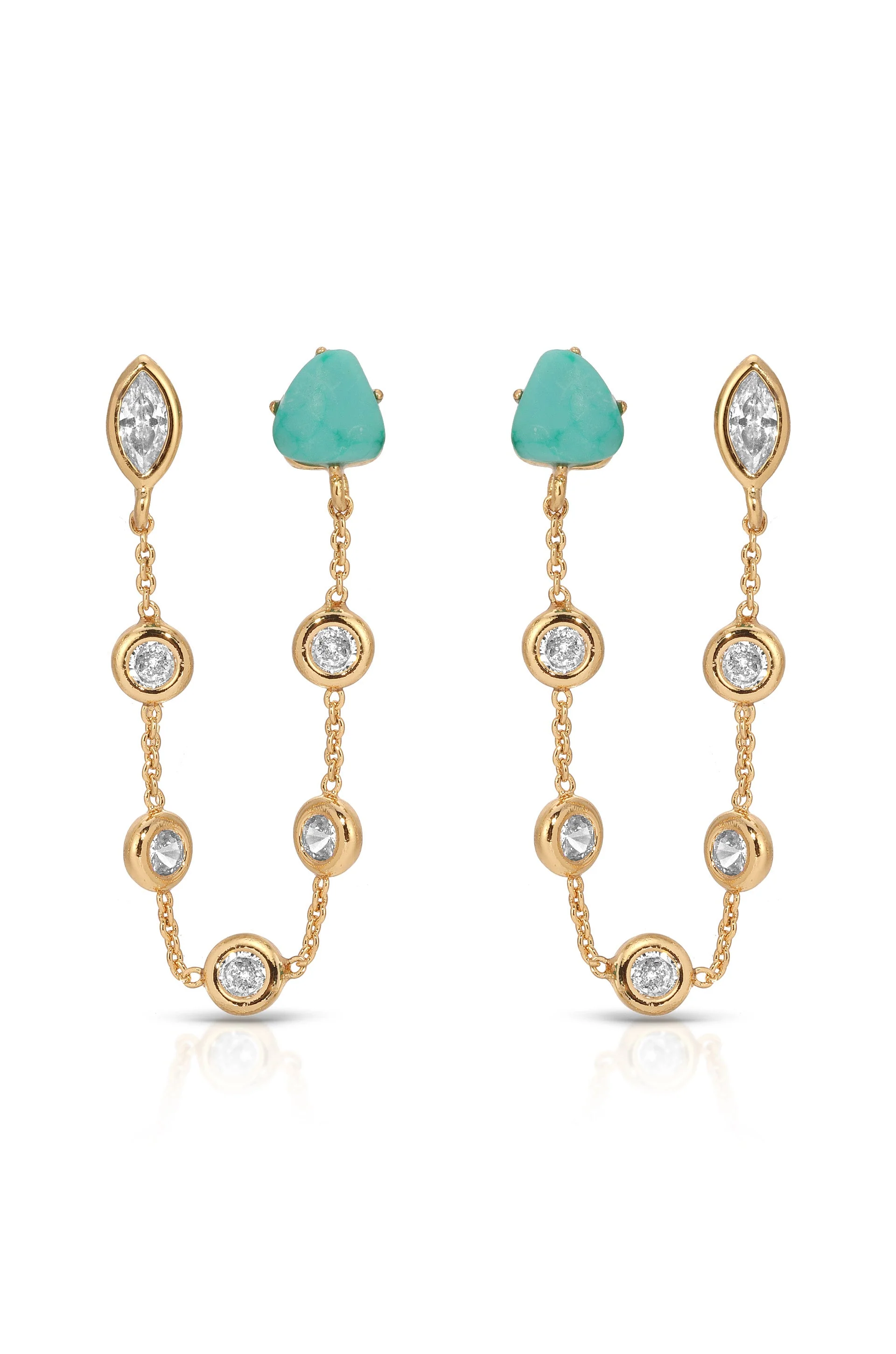 Double Piercing Turquoise Earrings - Image 2