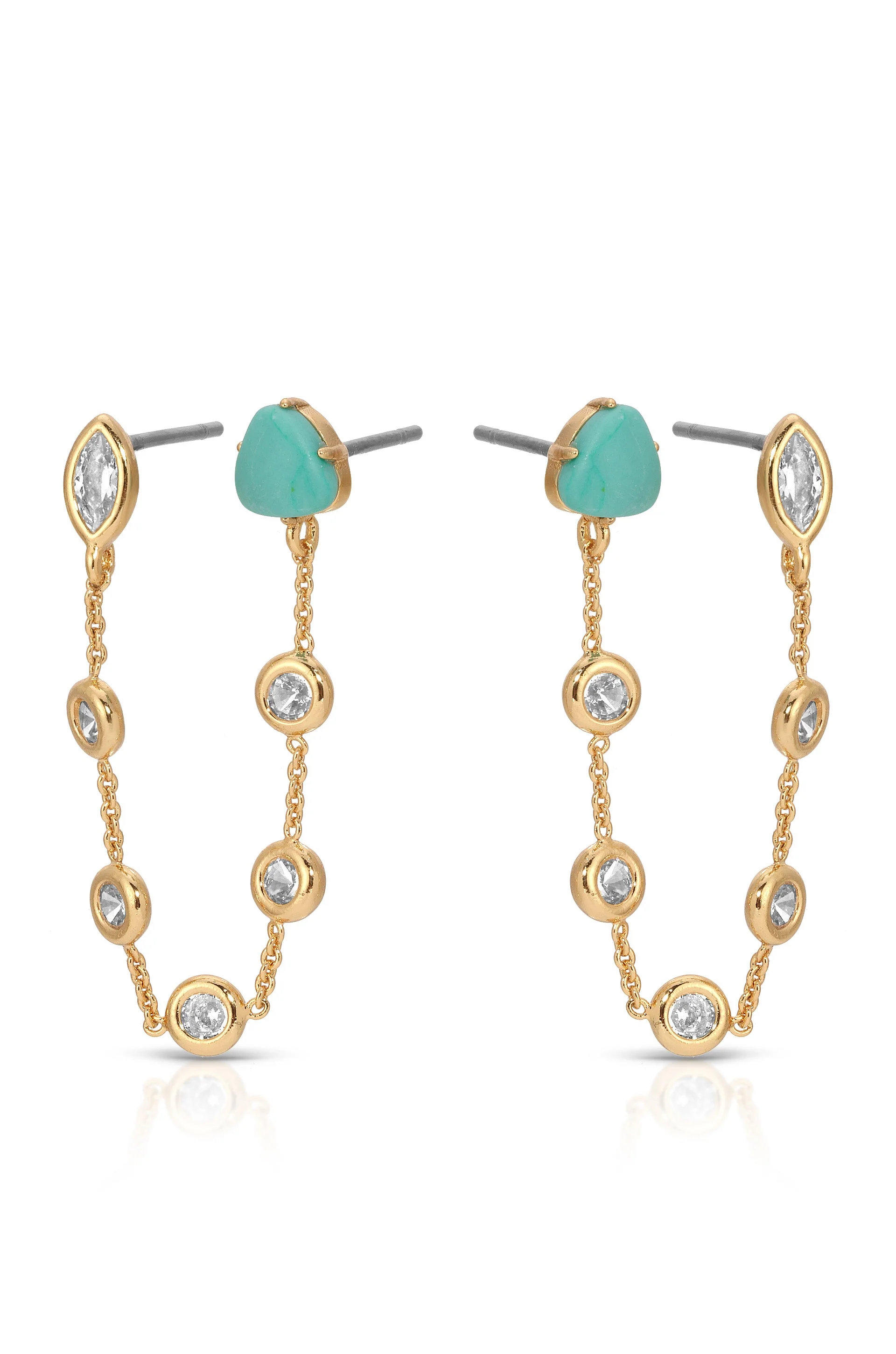 Double Piercing Turquoise Earrings - Image 3
