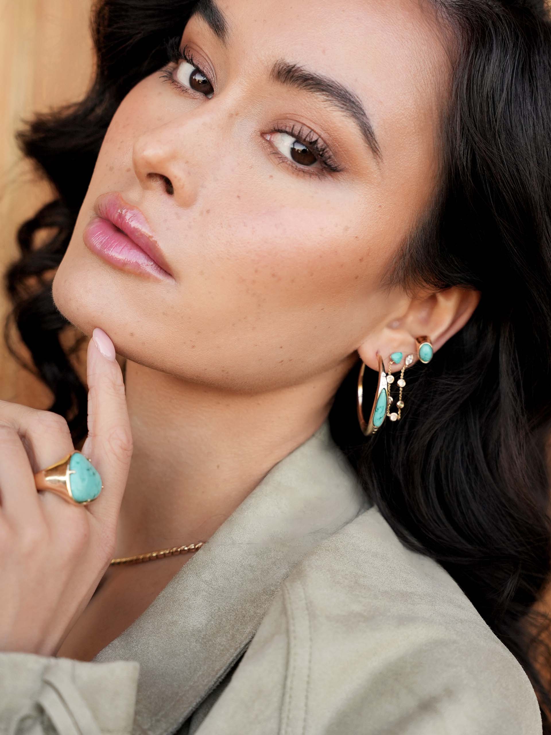 Double Piercing Turquoise Earrings - Image 5