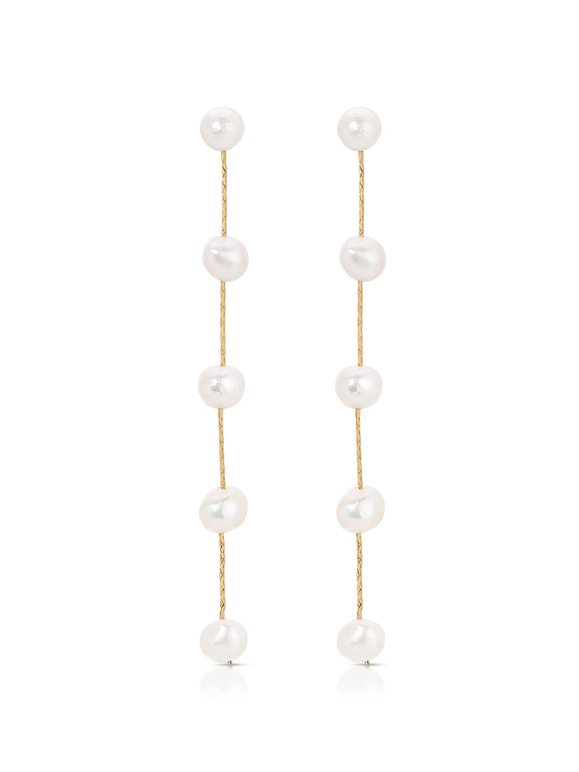 Dripping Pearl Delicate Drop Earrings - Image 2