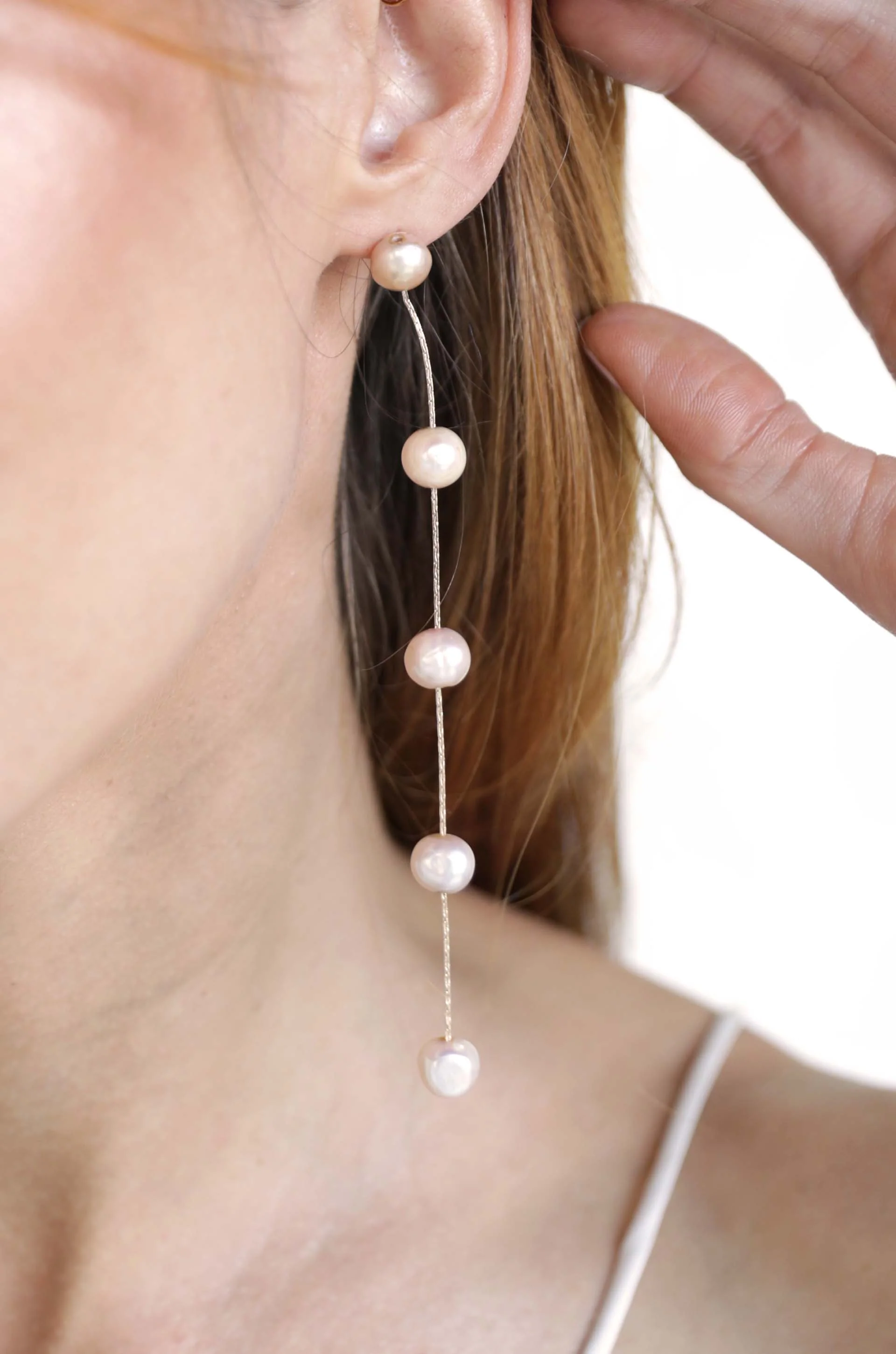 Dripping Pearl Delicate Drop Earrings - Image 5