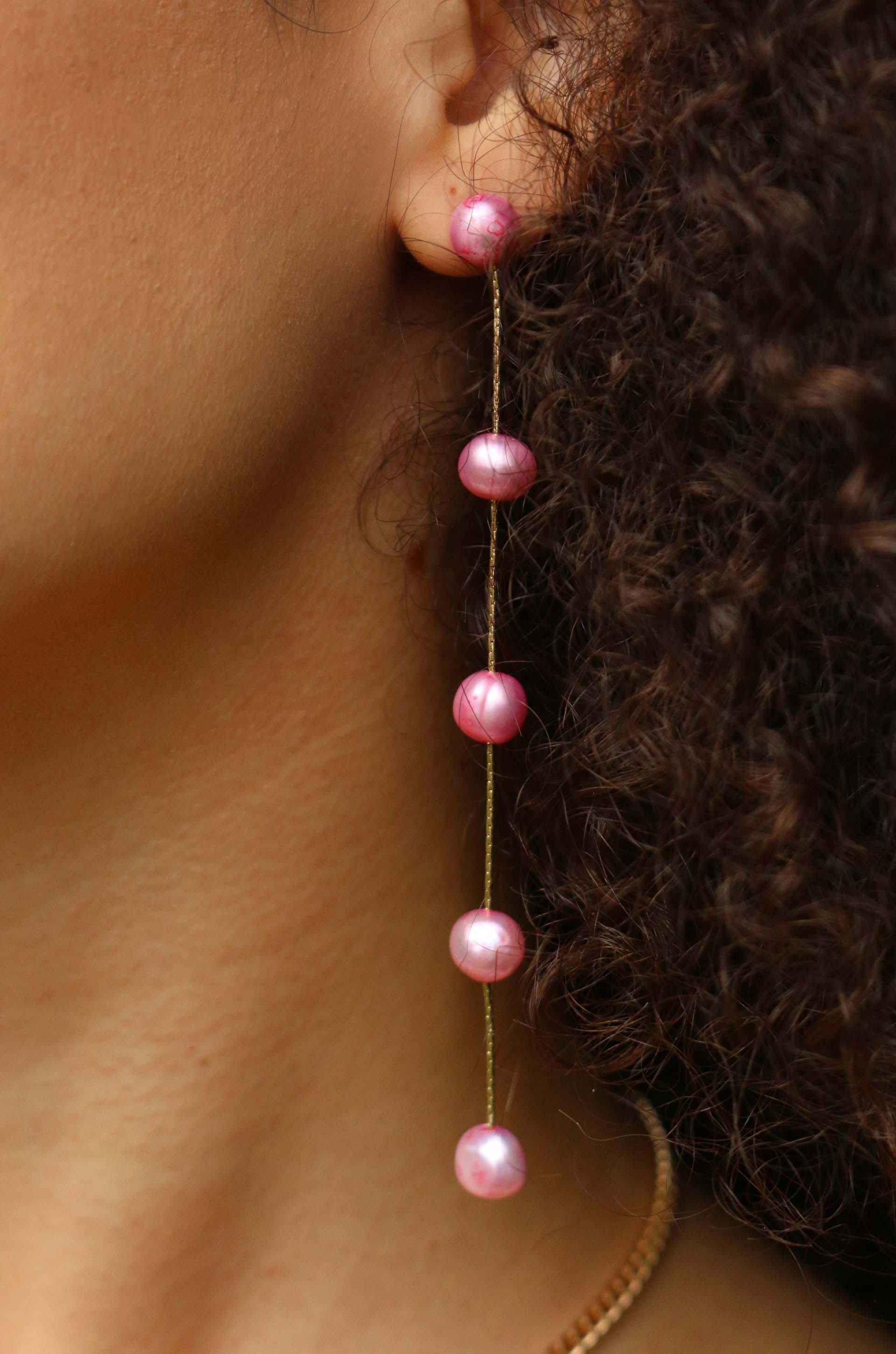 Dripping Pearl Delicate Drop Earrings - Image 6