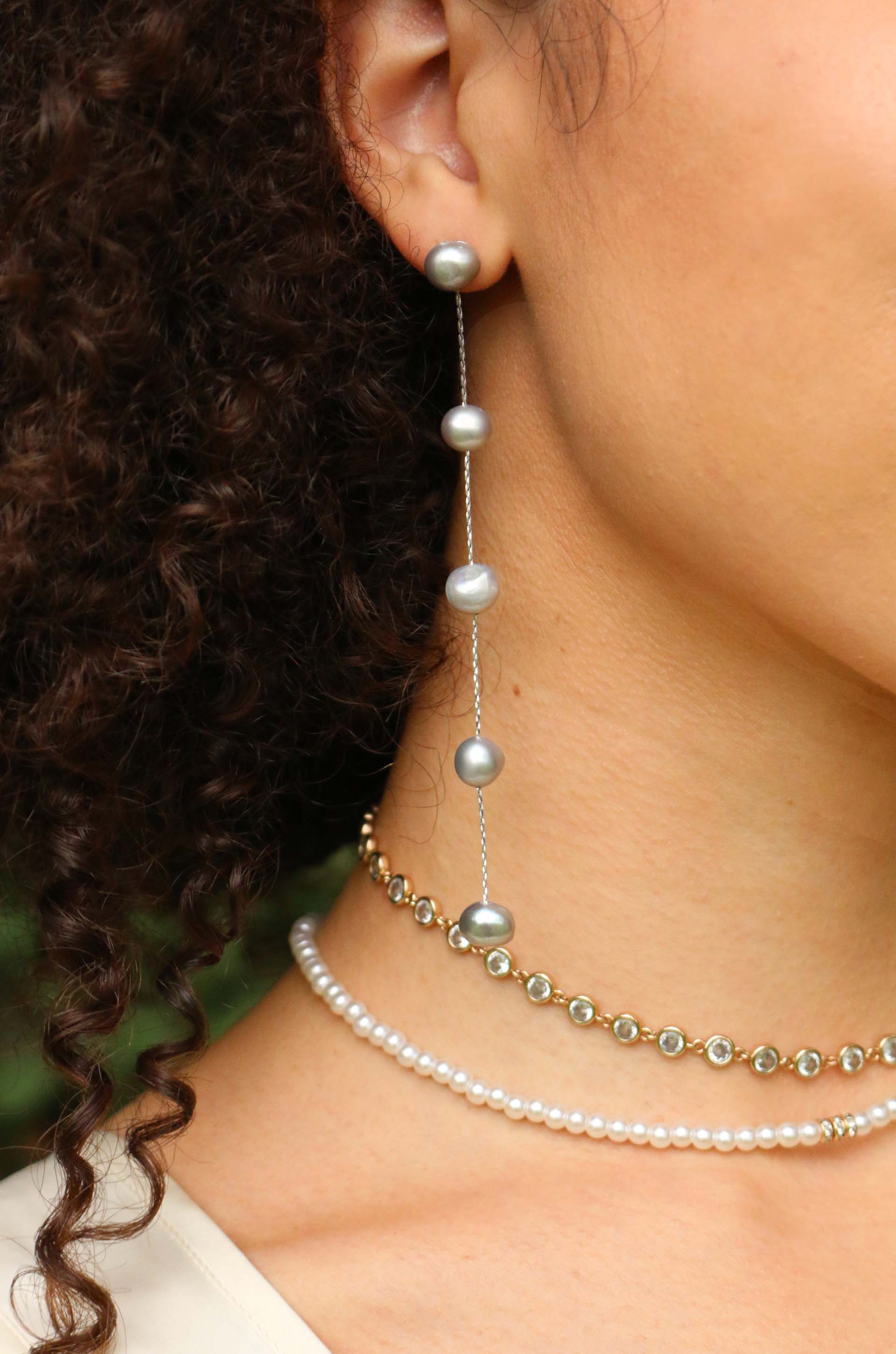 Dripping Pearl Delicate Drop Earrings - Image 8