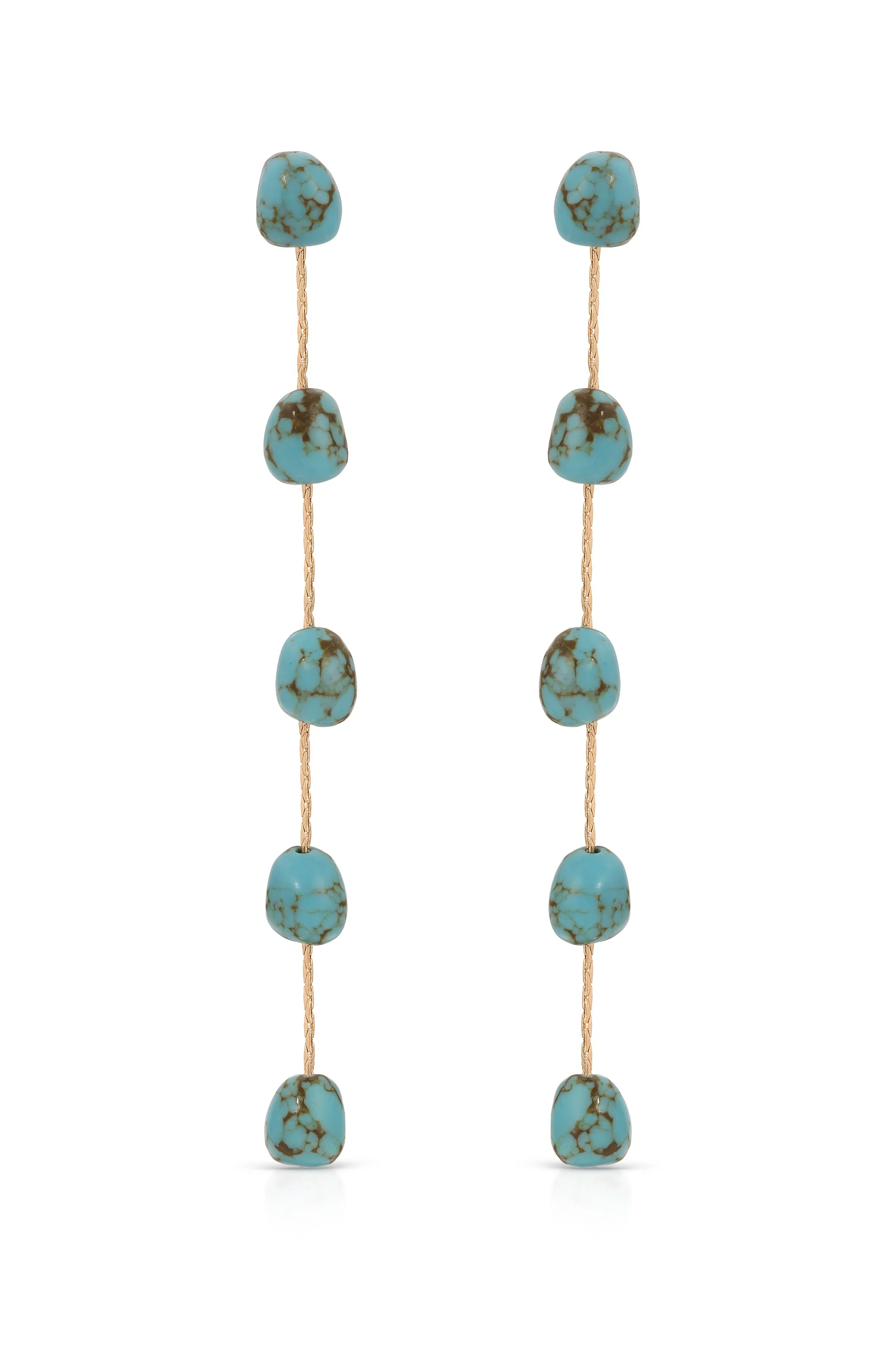 Dripping Turquoise Delicate Drop Earrings - Image 2