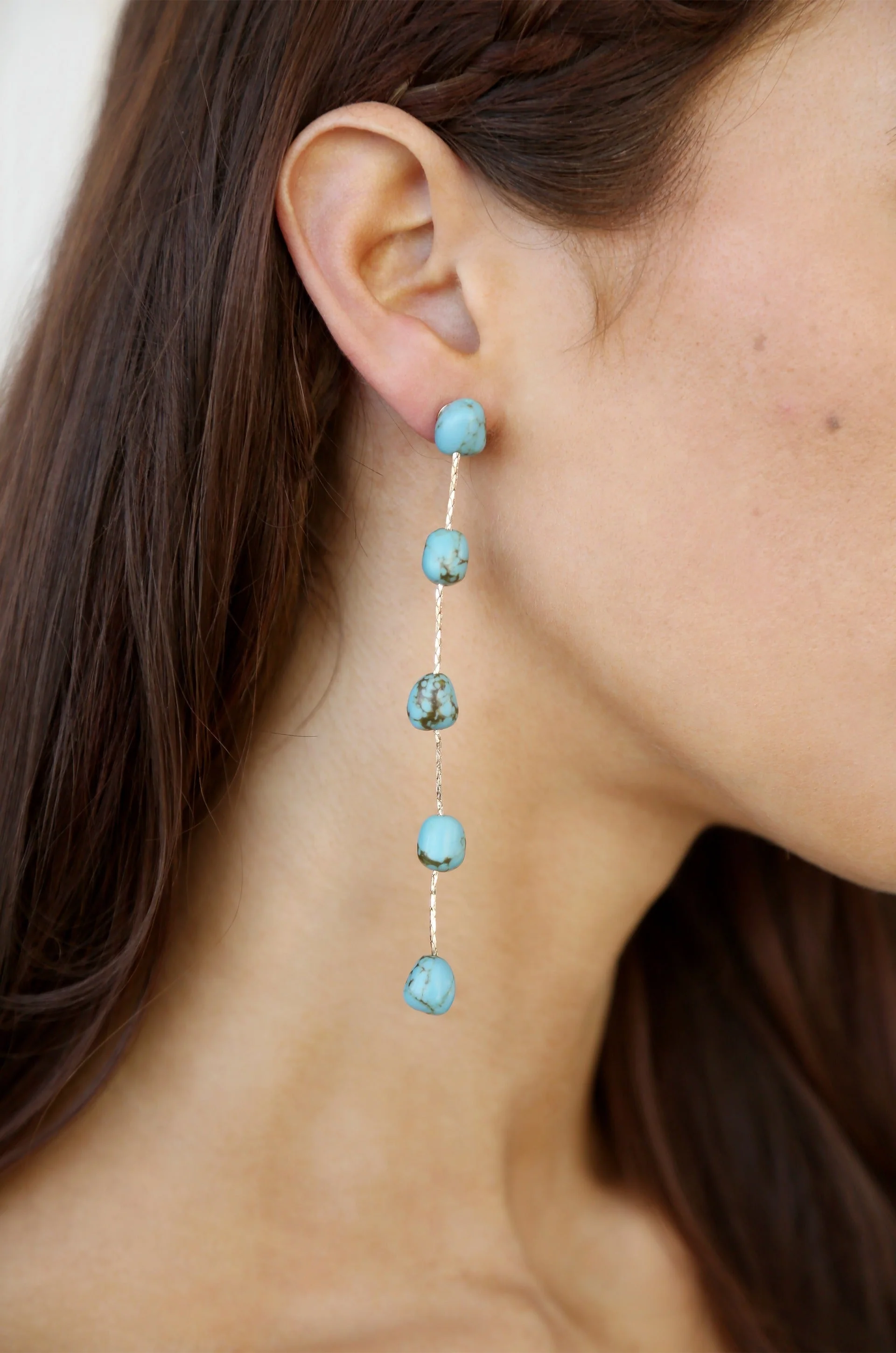 Dripping Turquoise Delicate Drop Earrings - Image 3