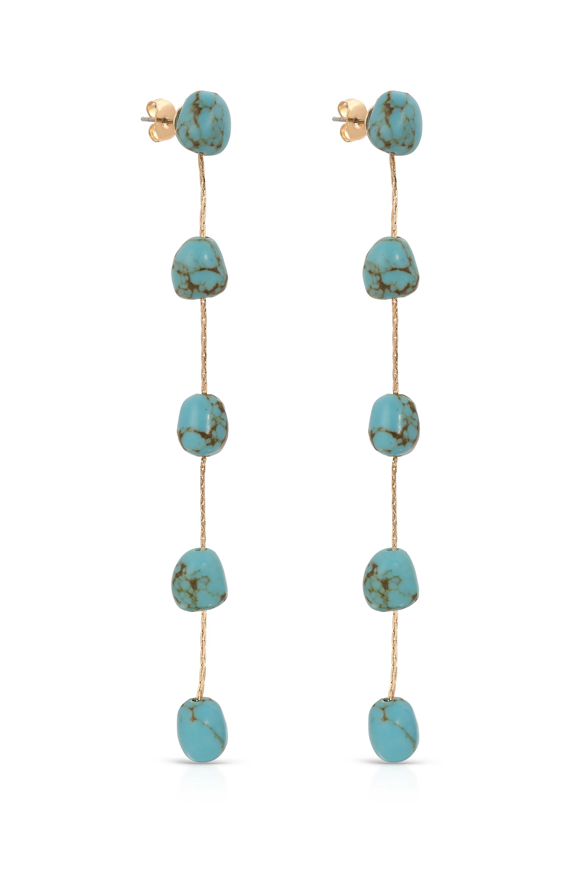 Dripping Turquoise Delicate Drop Earrings - Image 4