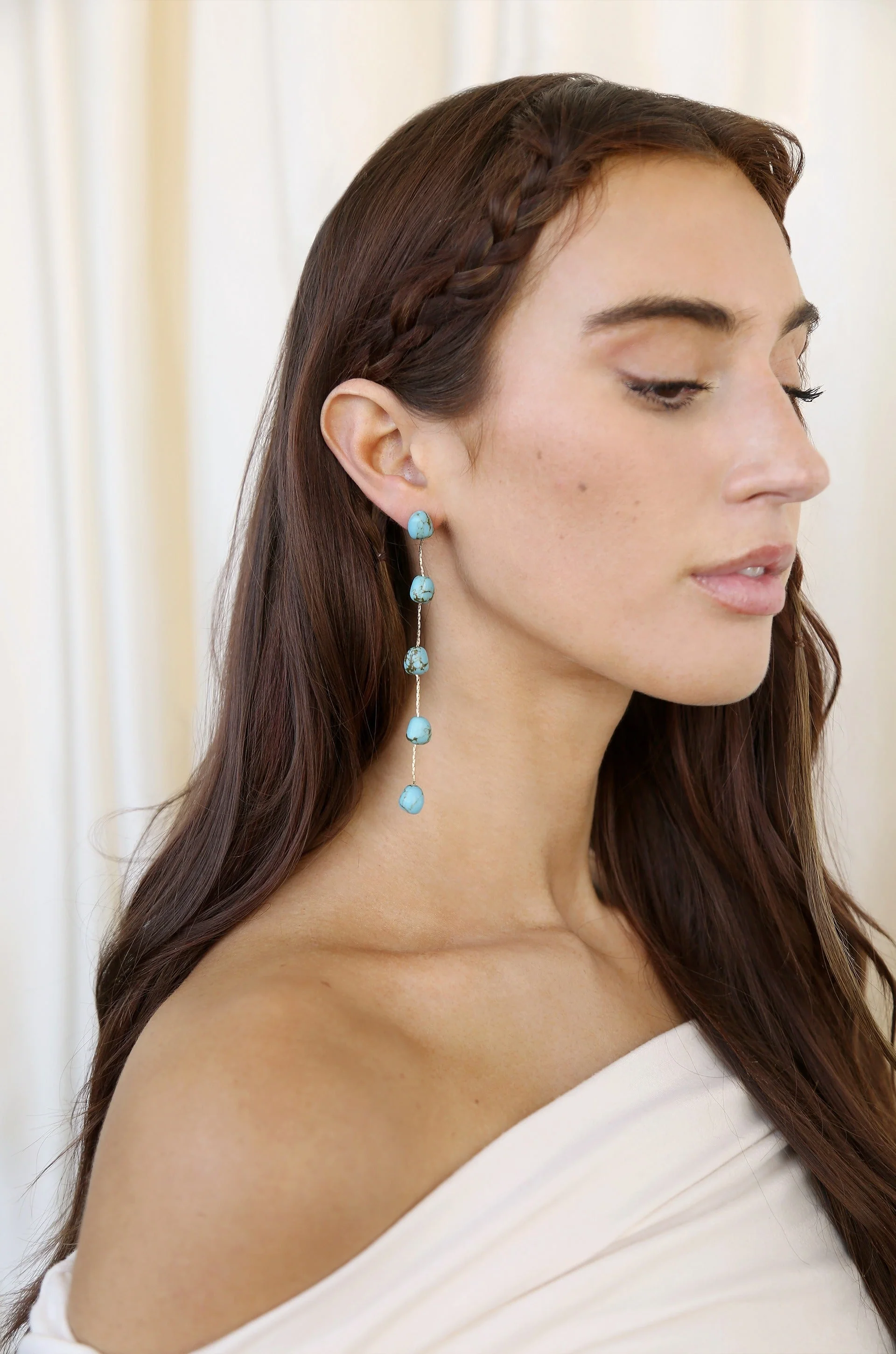 Dripping Turquoise Delicate Drop Earrings - Image 7