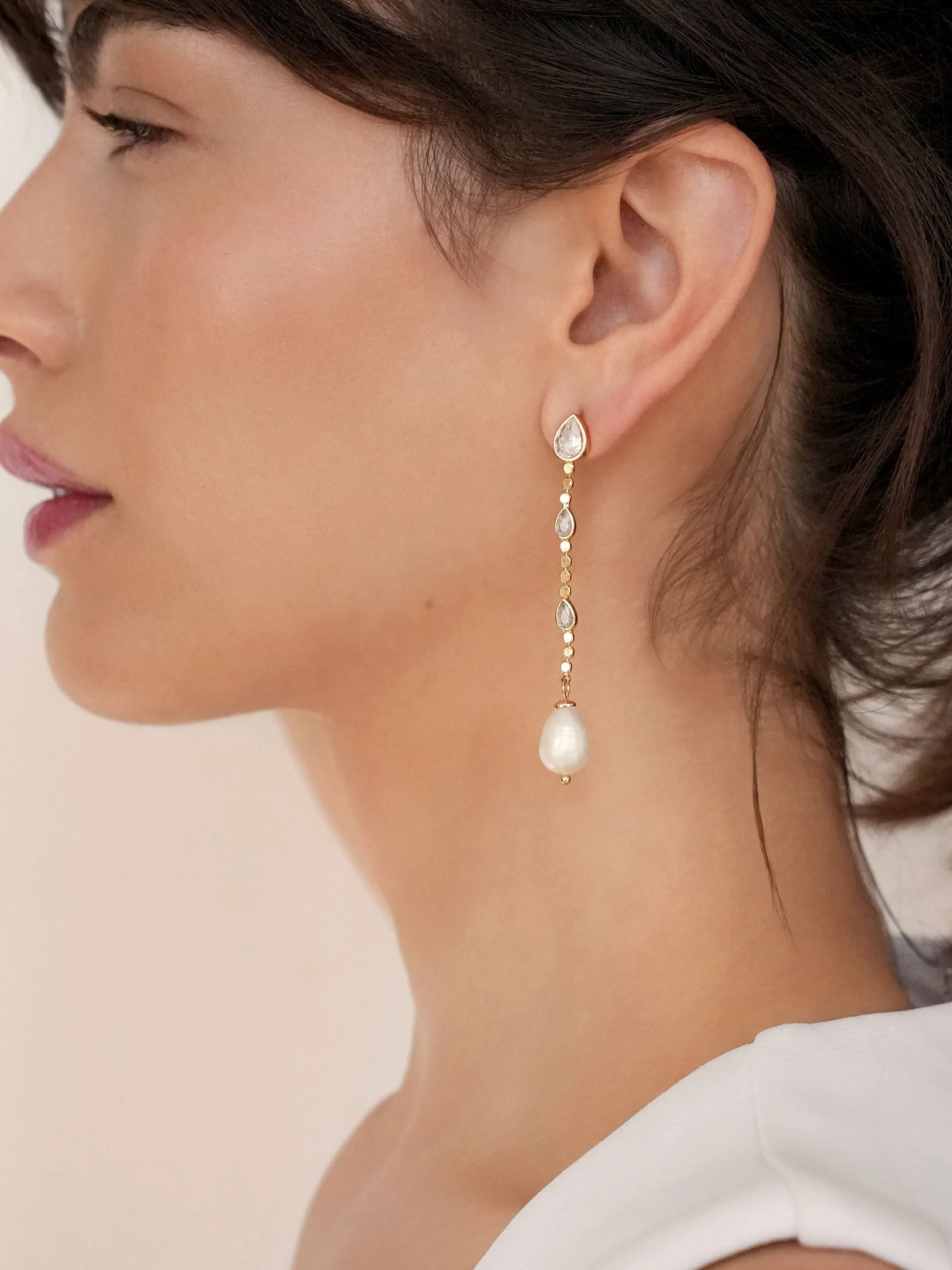 Droplet Crystal and Pearl Earring - Image 5