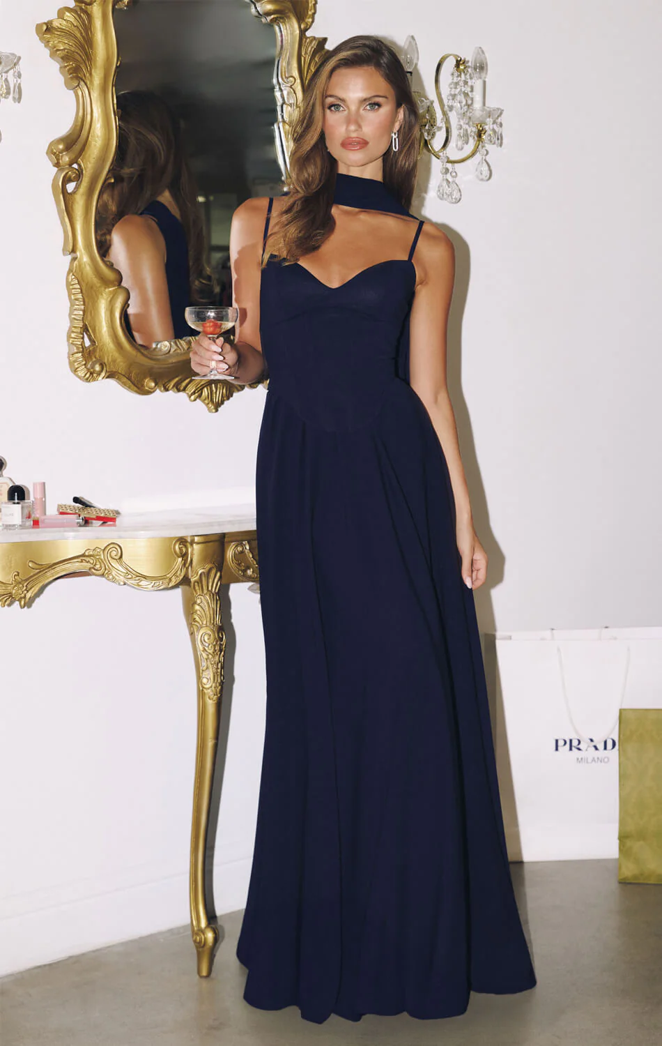 EFFIE GOWN - A-LINE CHIFFON DRESS WITH SCARF - Image 9
