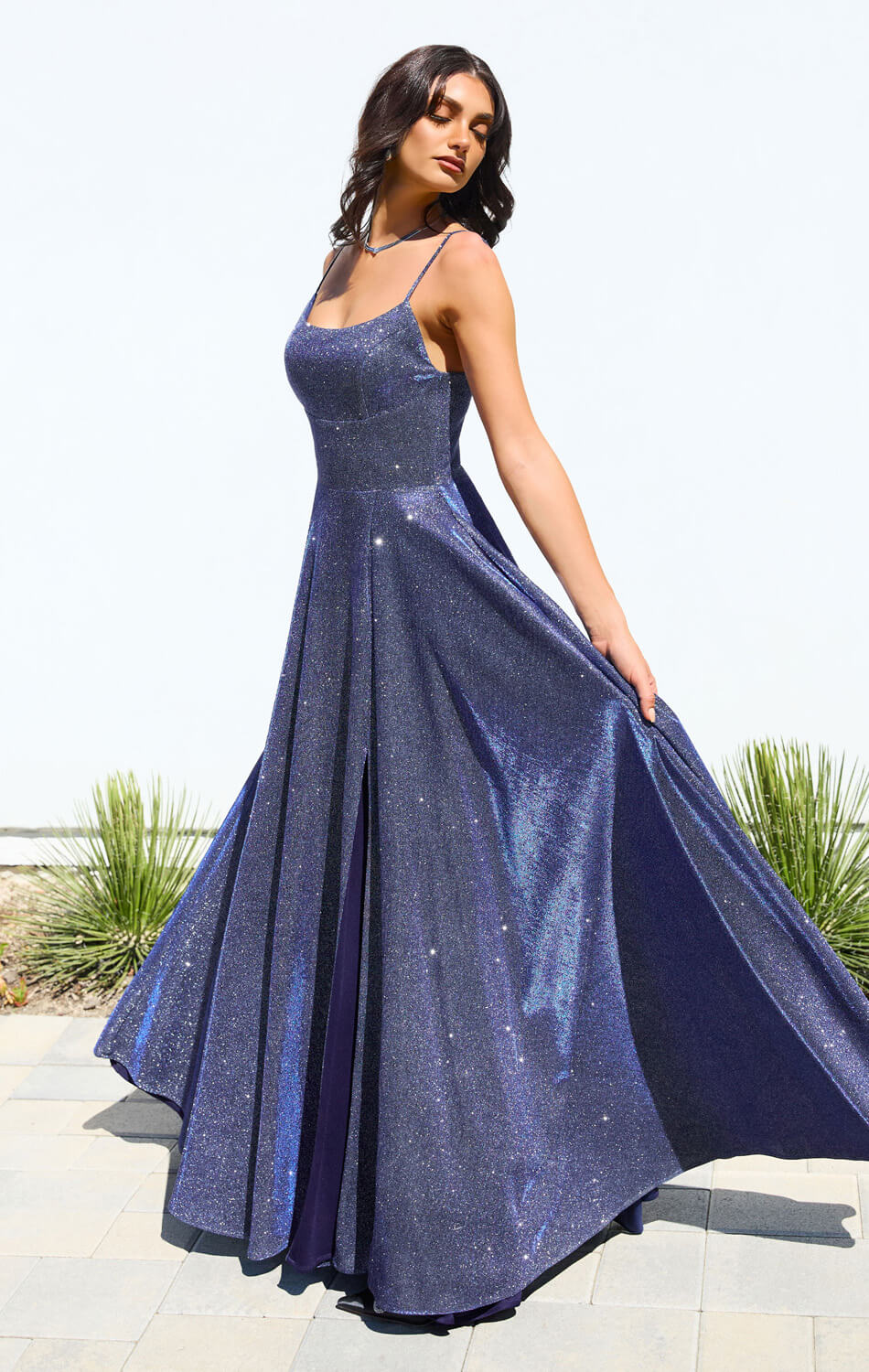 Eileen Gown - Elegant Shimmer Drape Formal Dress - Image 3
