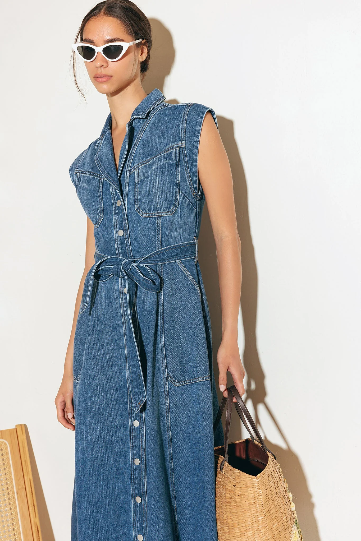 Ellery Washed Denim Midi Shirt Dress - FINAL SALE - Image 3