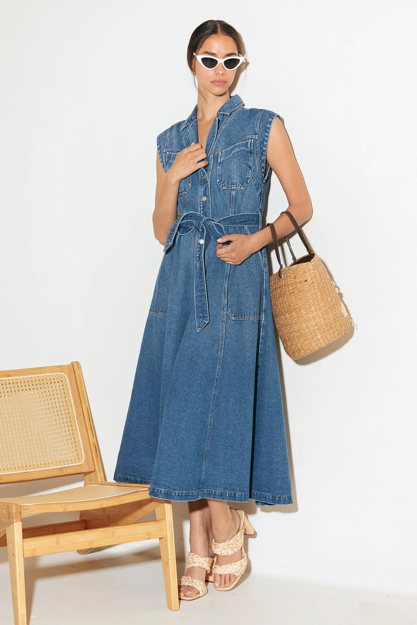 Ellery Washed Denim Midi Shirt Dress - FINAL SALE - Image 4