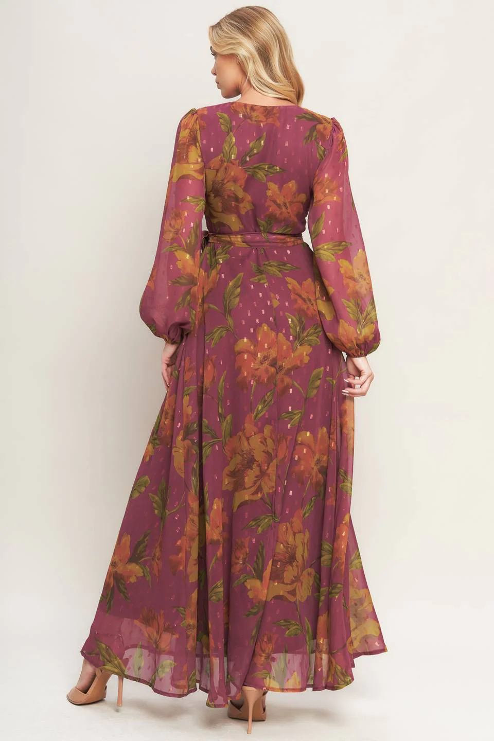 EMBER GARDEN DARK MAUVE FLORAL MAXI DRESS - Image 7