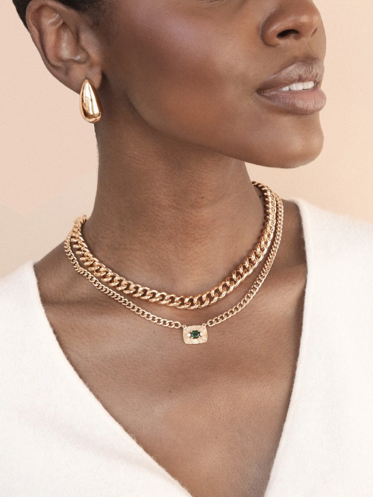 Emerald Green Crystal Pendant Necklace Set - Image 4
