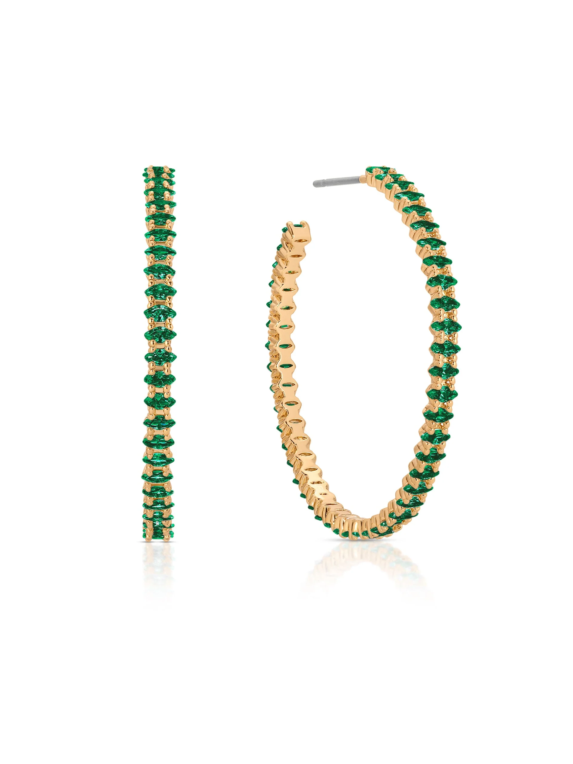 Emerald Crystal Marquise Hoops - Image 3