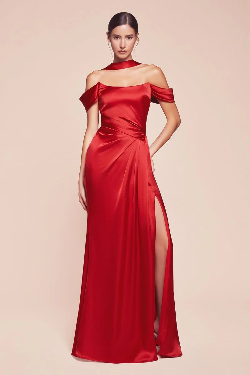 EMERSON GOWN - OFF THE SHOULDER LUXE SATIN DRESS - Image 5