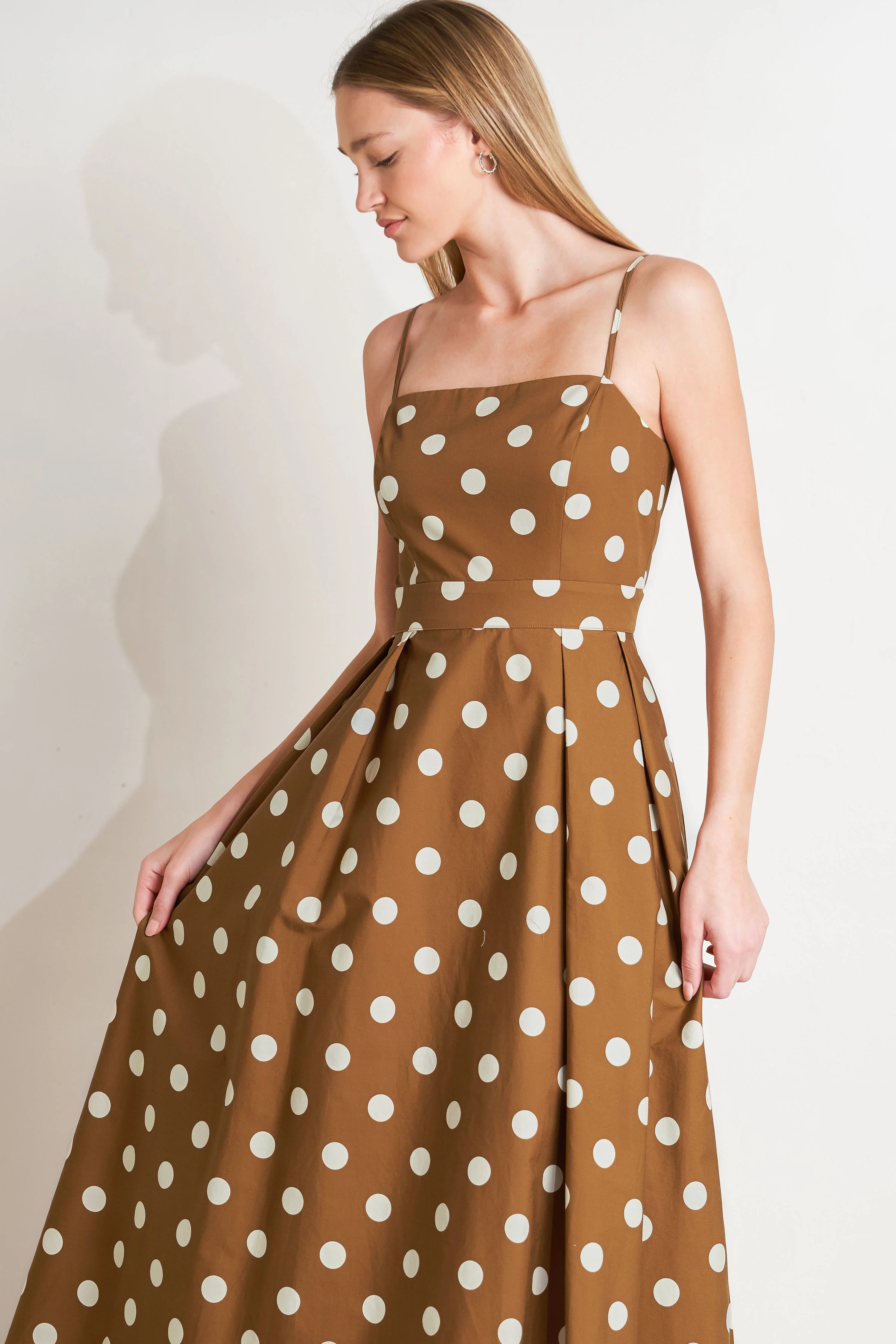 ESPRESSO DREAM POLKA DOT MIDI DRESS - Image 3