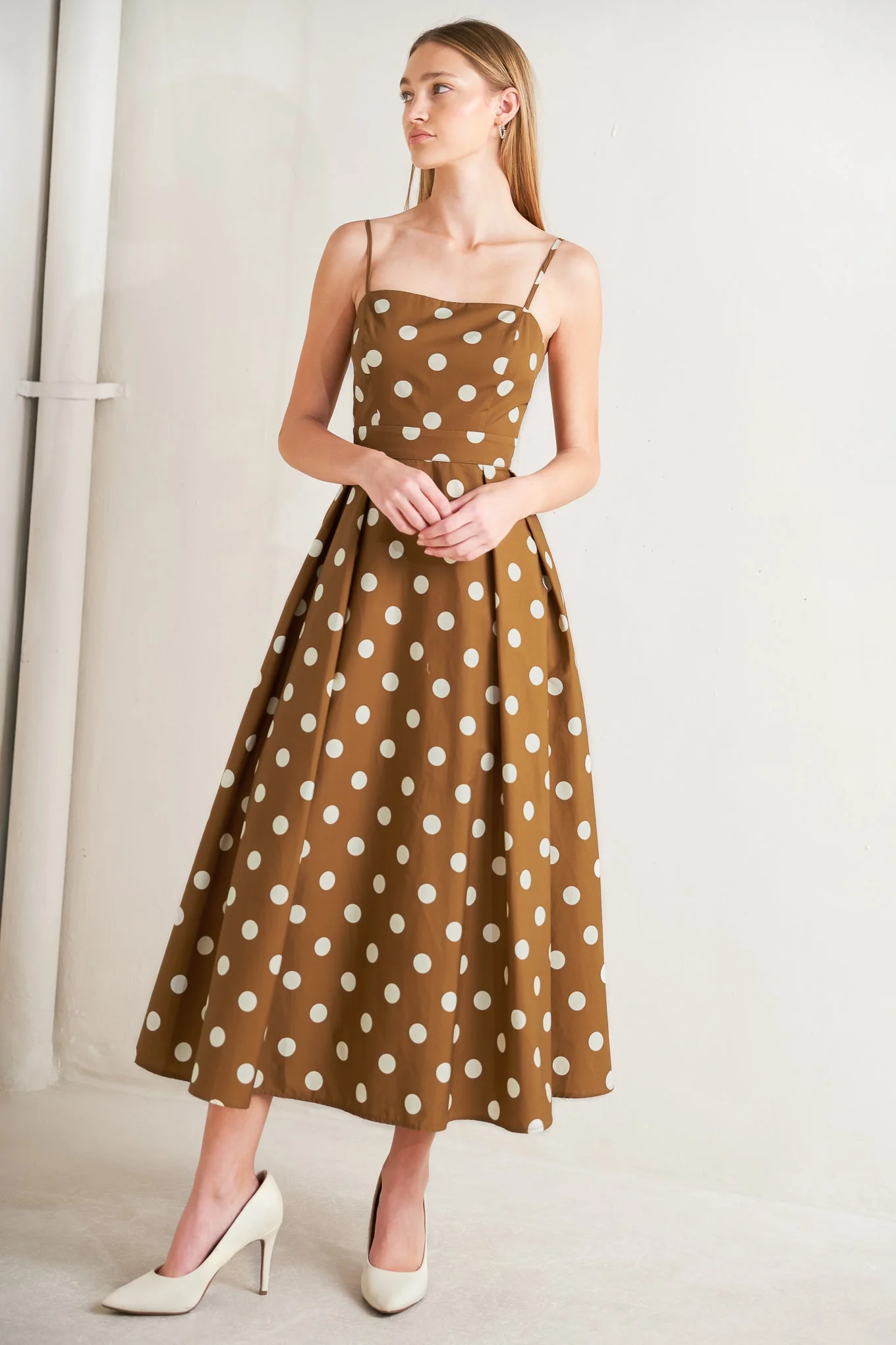 ESPRESSO DREAM POLKA DOT MIDI DRESS - Image 4