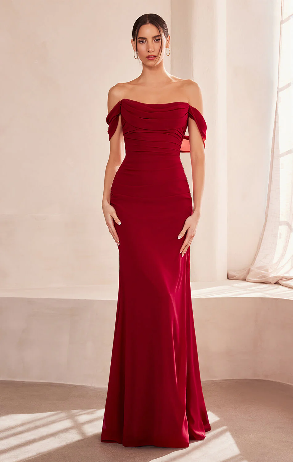 Faye Gown - Chiffon Off-the-Shoulder Fitted Dress - Image 6