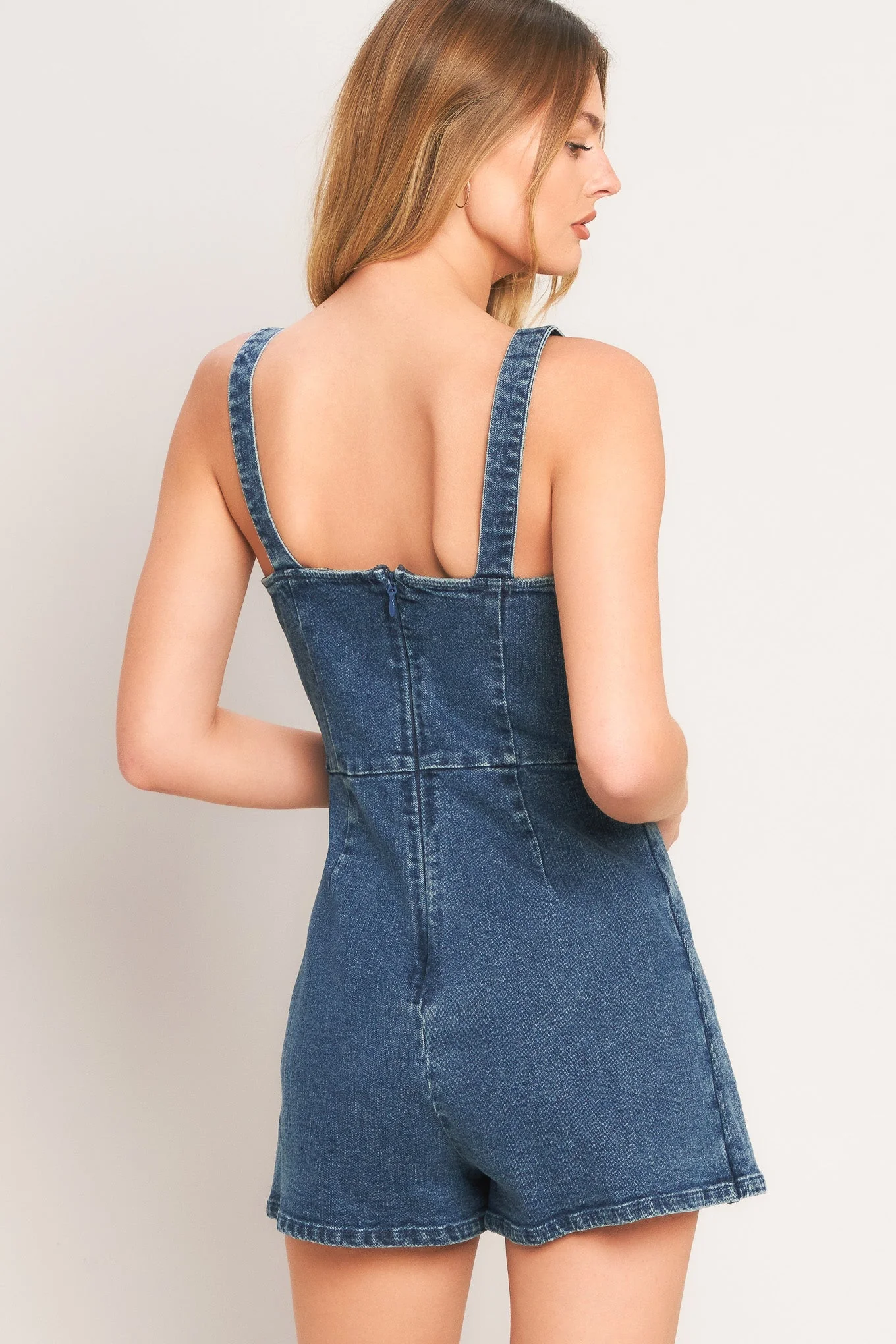 FIRST DATE DENIM SKORT ROMPER - Image 2