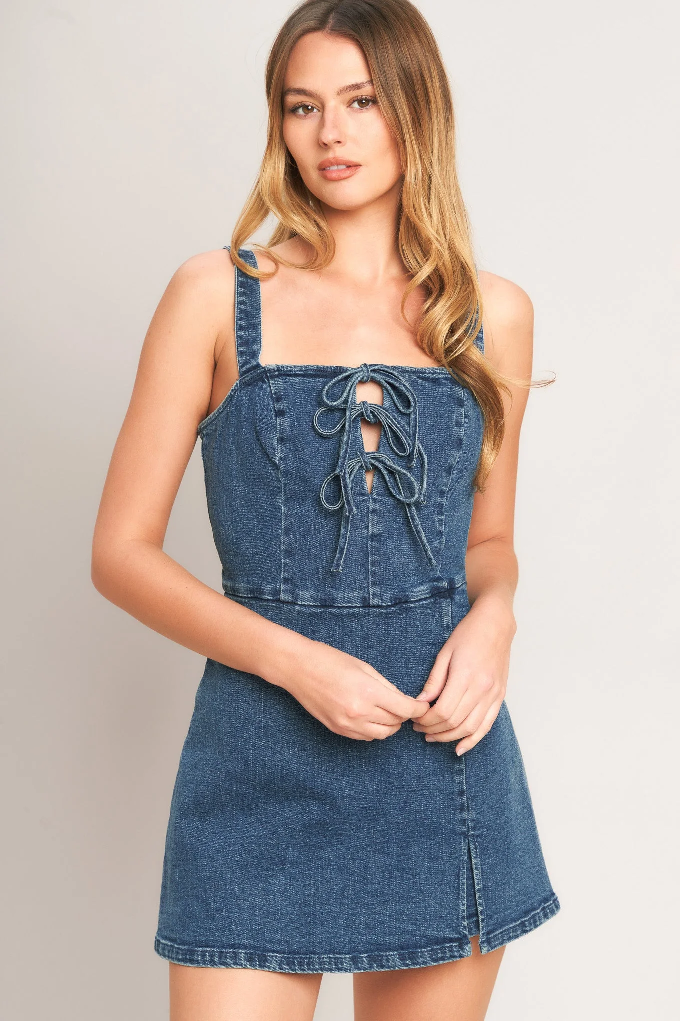FIRST DATE DENIM SKORT ROMPER - Image 5