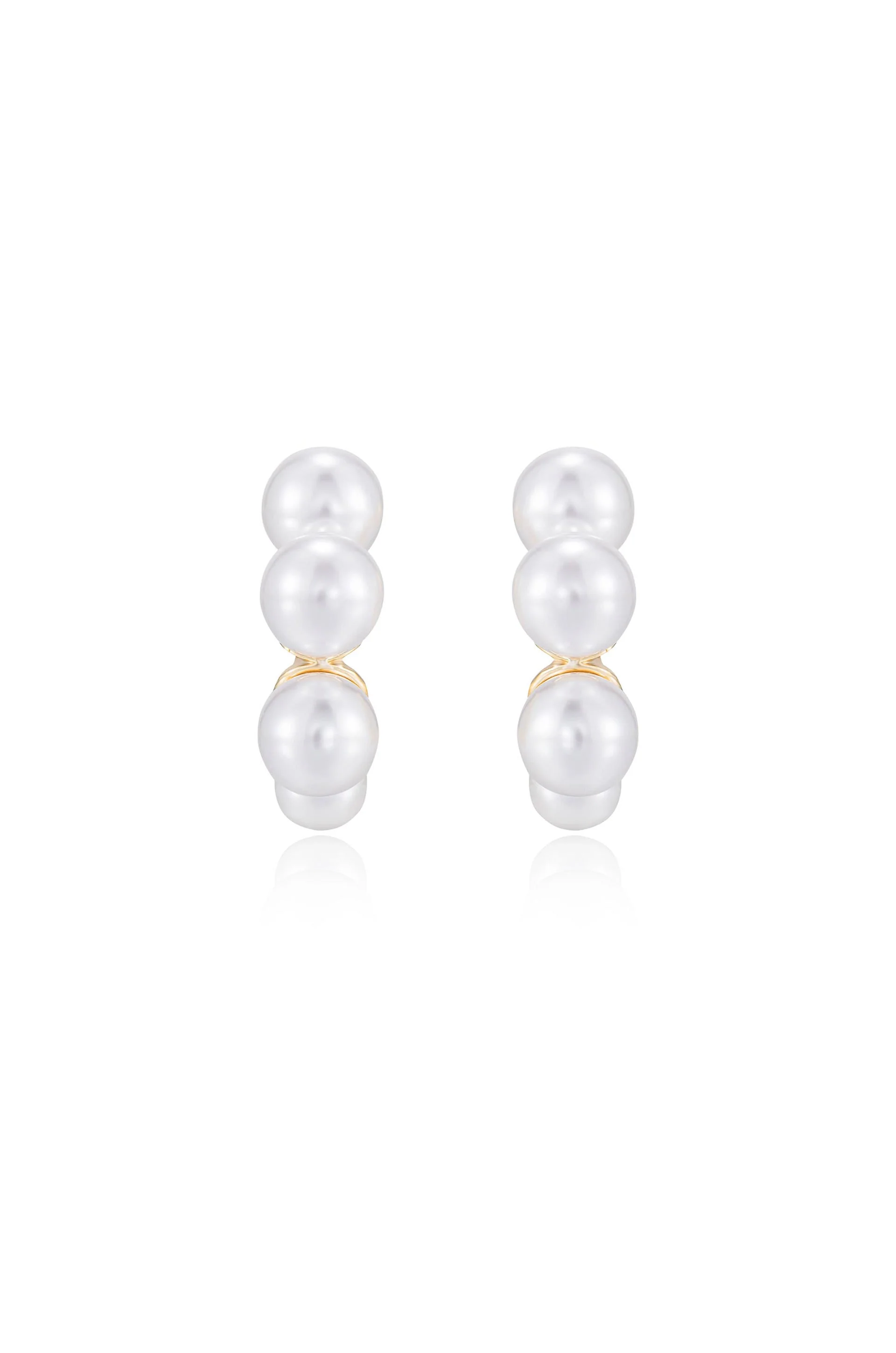 Five Pearls Hoop Earrings - Image 4