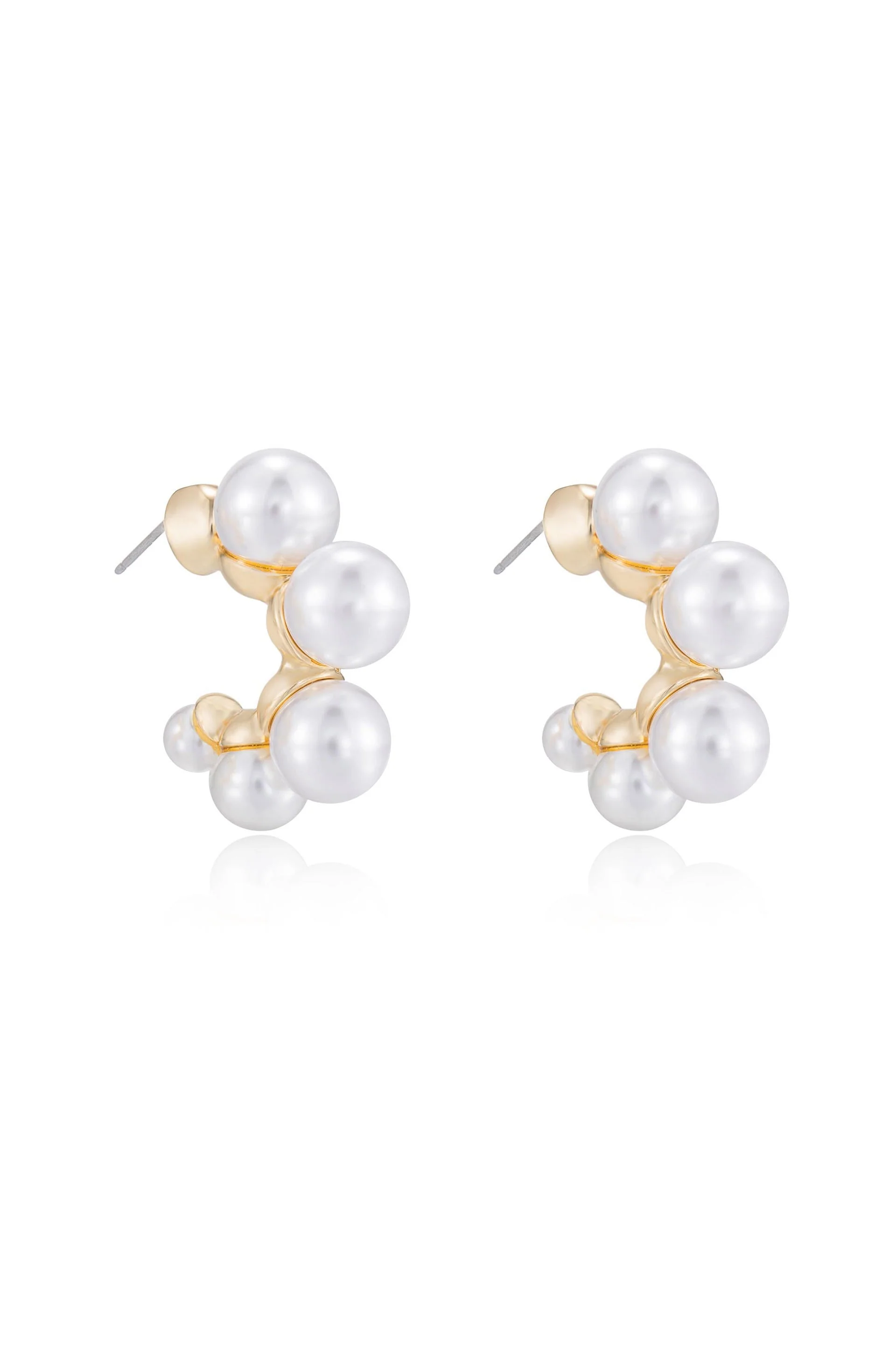 Five Pearls Hoop Earrings - Image 8