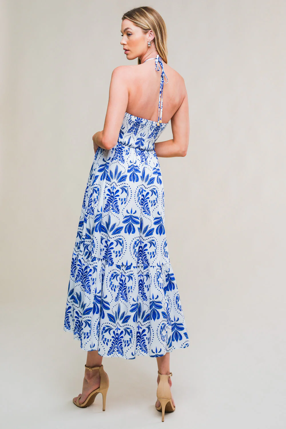 FLAHERTY BLUE & WHITE MIDI DRESS - Image 2