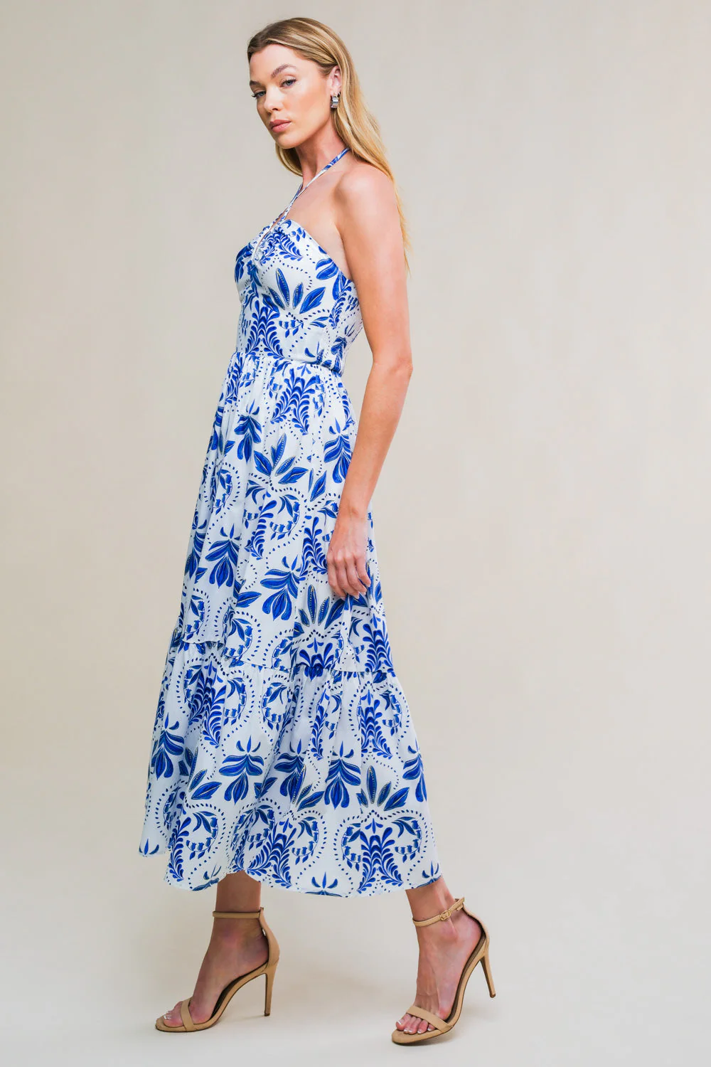 FLAHERTY BLUE & WHITE MIDI DRESS - Image 3