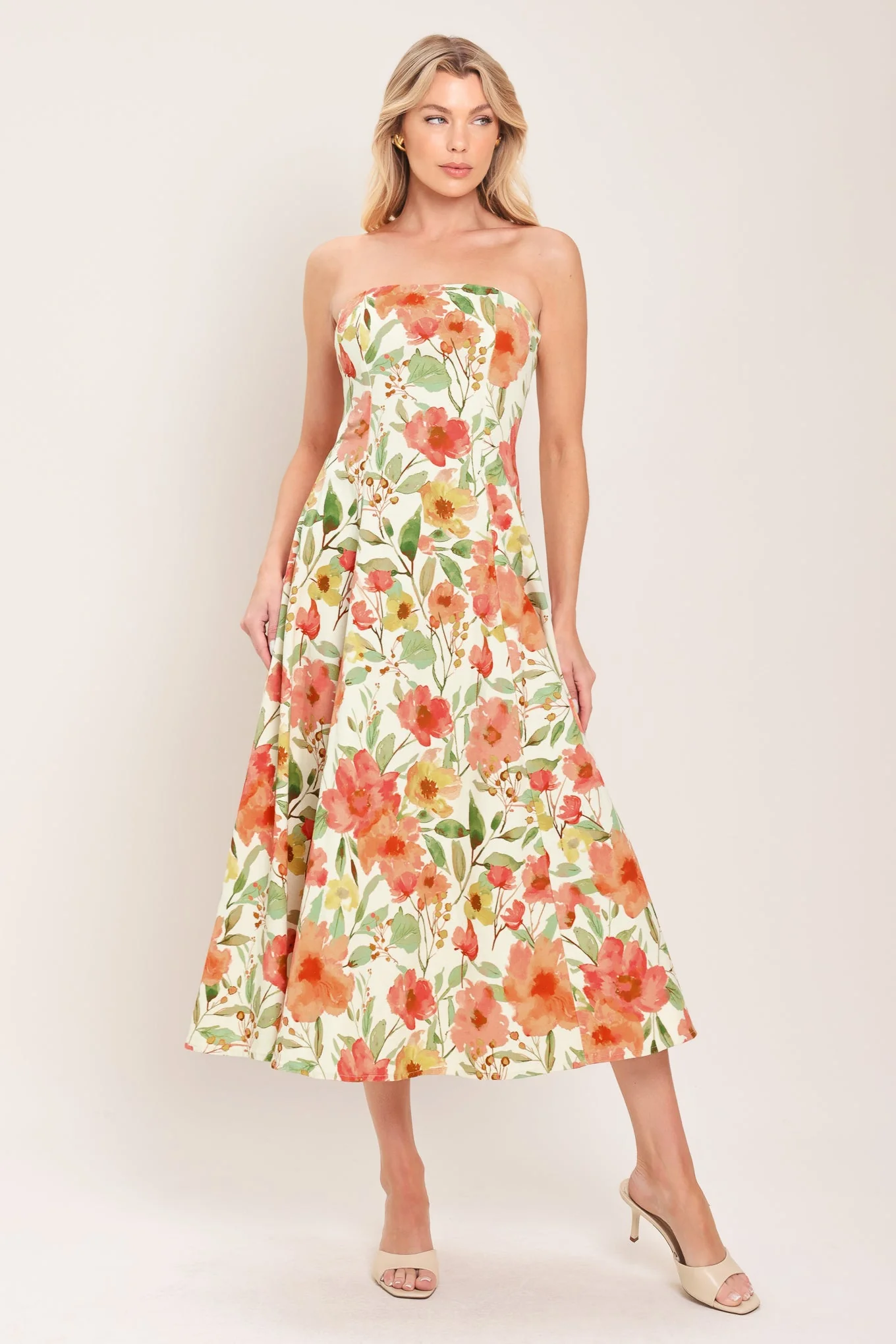 FLORAL DAYDREAM STRAPLESS MIDI DRESS - Image 3