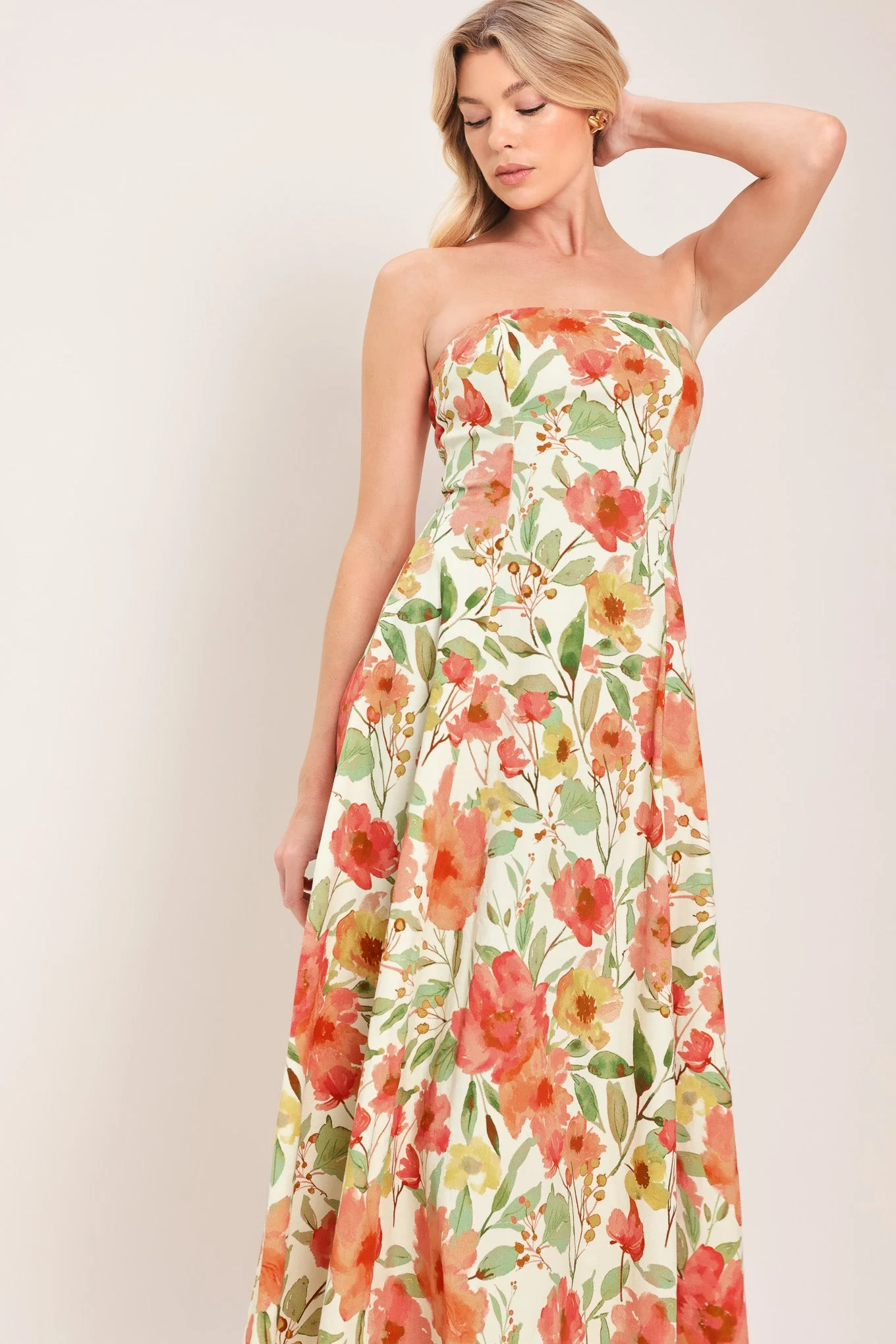 FLORAL DAYDREAM STRAPLESS MIDI DRESS - Image 5