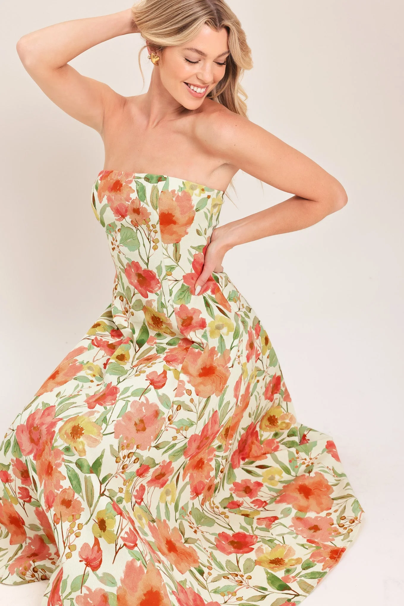 FLORAL DAYDREAM STRAPLESS MIDI DRESS - Image 7