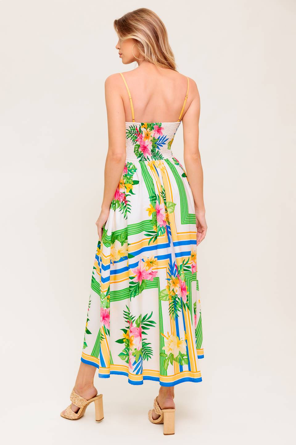 FLORAL HARMONY - FLOWER PRINT MIDI DRESS WITH POCKETS - Image 2