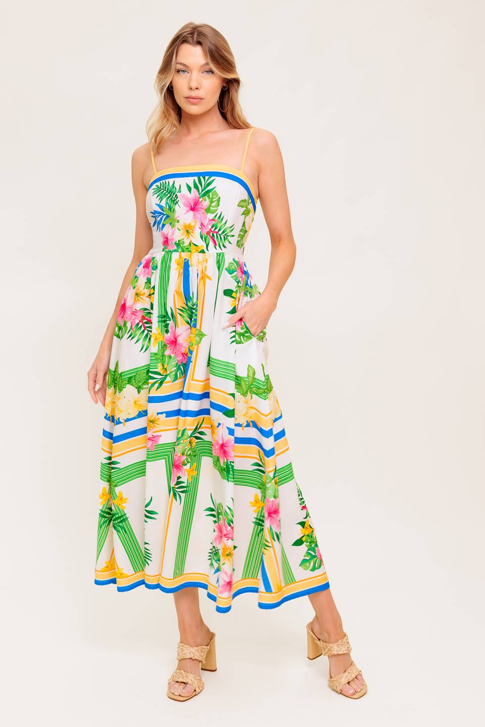 FLORAL HARMONY - FLOWER PRINT MIDI DRESS WITH POCKETS - Image 6