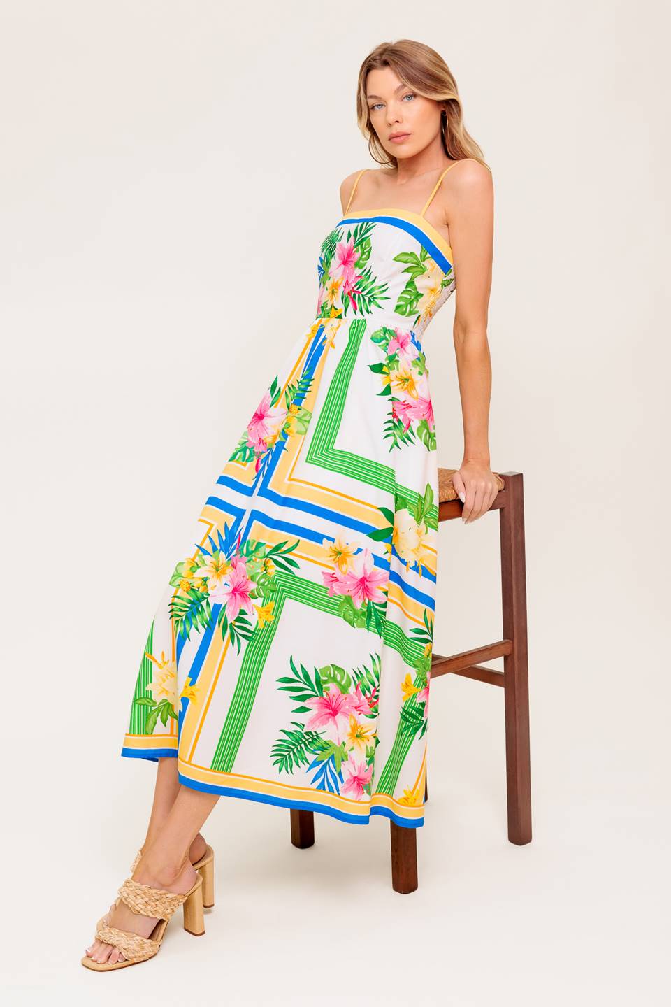 FLORAL HARMONY - FLOWER PRINT MIDI DRESS WITH POCKETS - Image 8