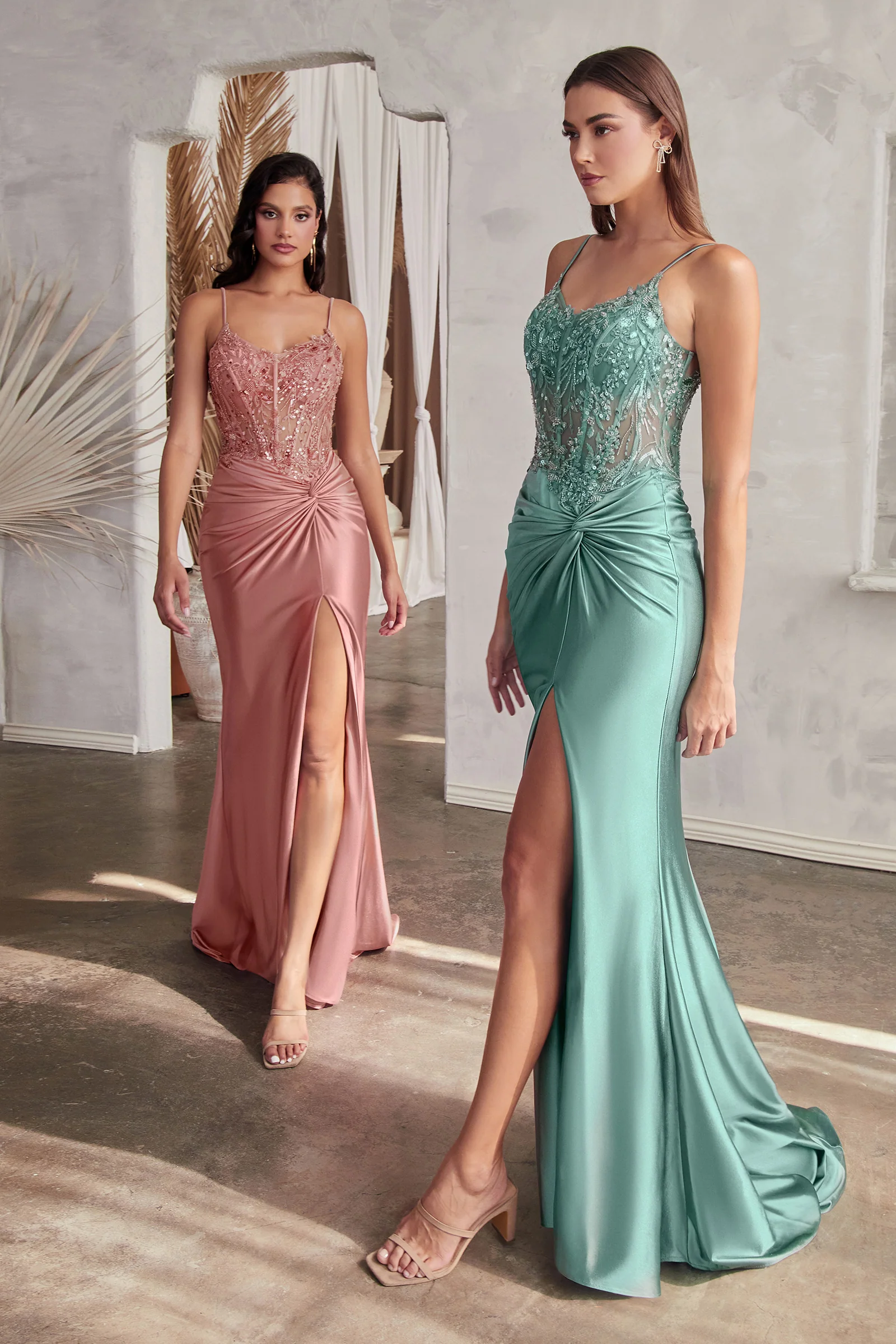 Flori Gown - Fitted Satin Gown with Embellished Bodice - Image 9